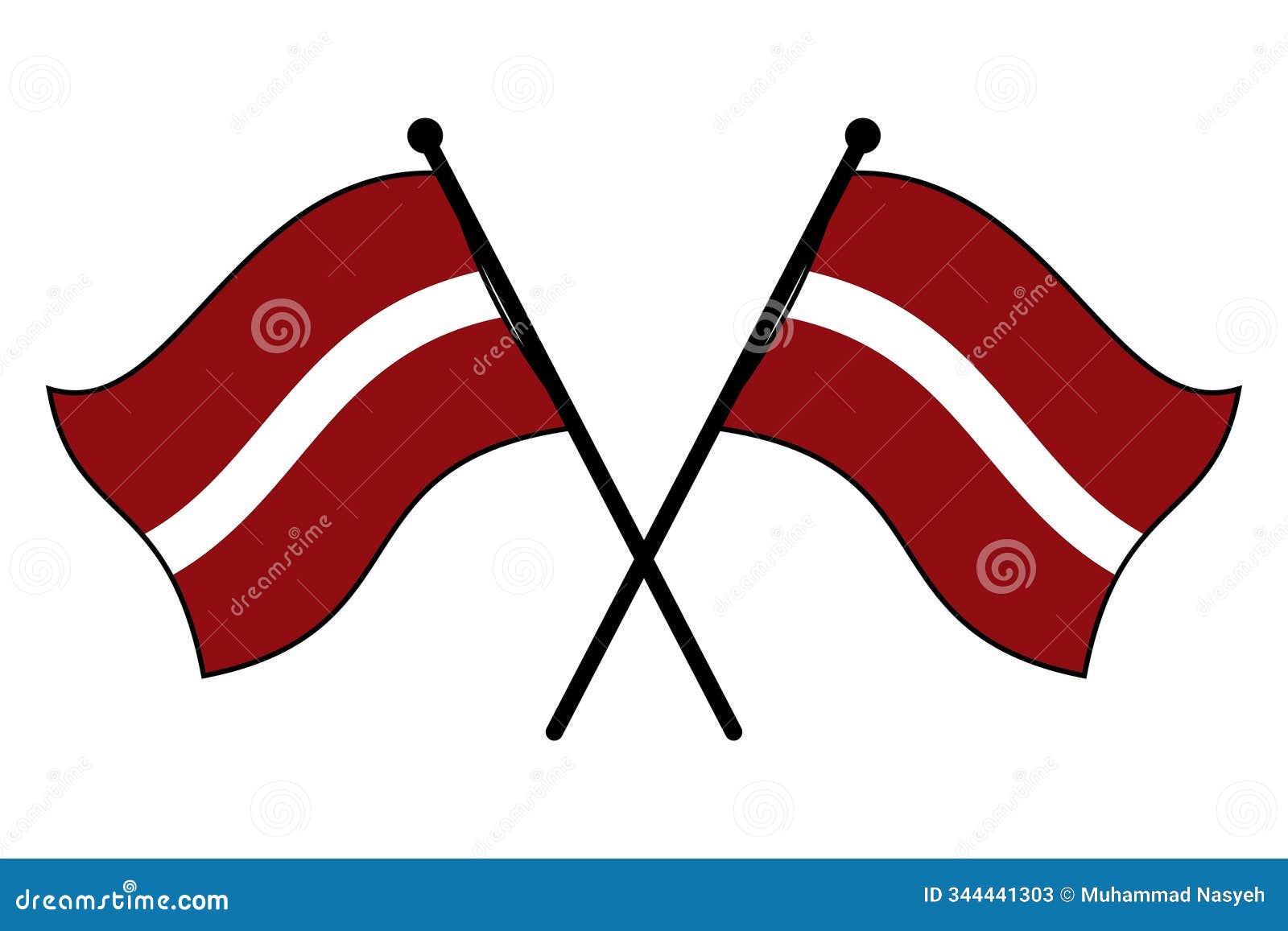 pair of crossed latvian flags on black poles â  for event and logo 