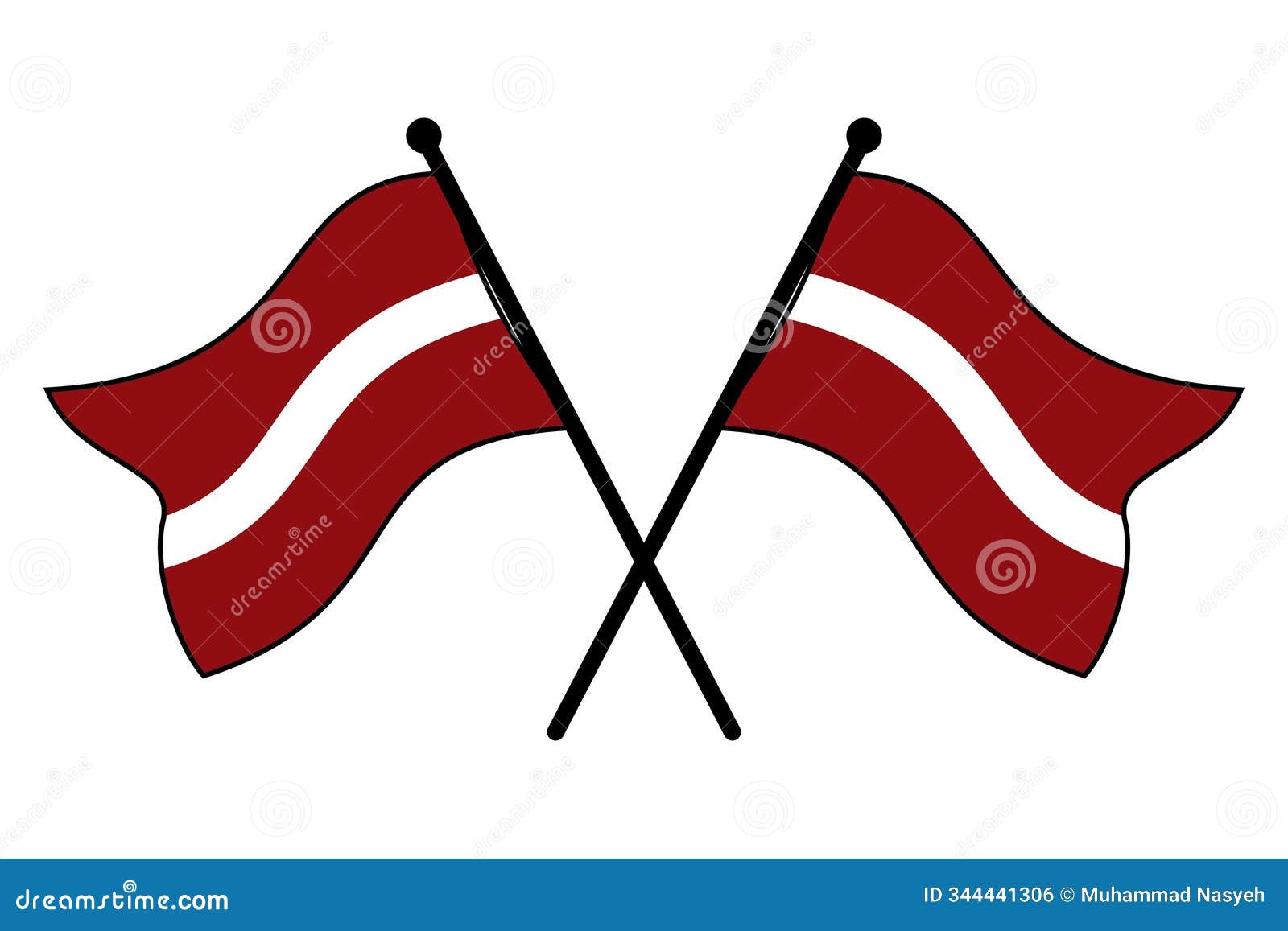 pair of crossed latvian flags on black poles â  for event and logo 