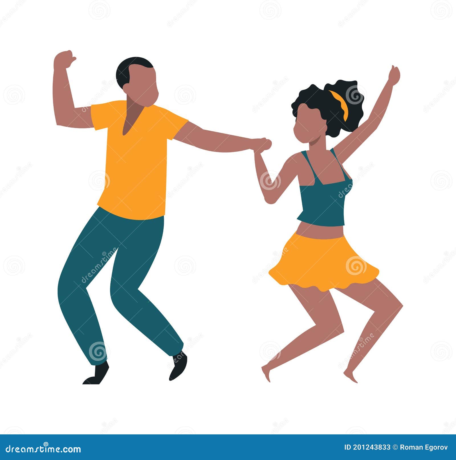 pair of dancers. cheerful man and woman dancing together. young people at party or festival. happy couple celebrate