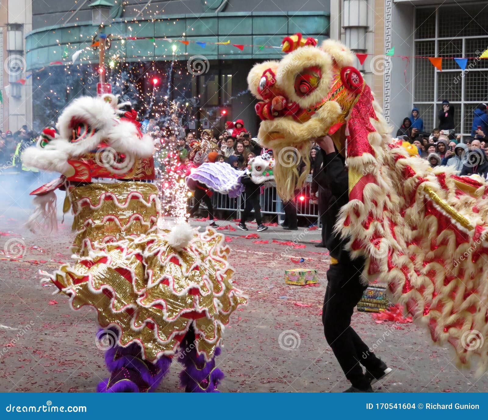 Pair of Dancing Chinese Lions at the Festival in Washington DC