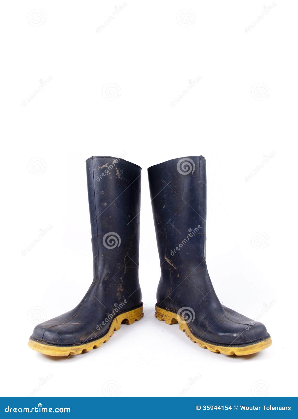 Pair of Dark Blue Dirty Rubber Boots Stock Photo Image of clothing