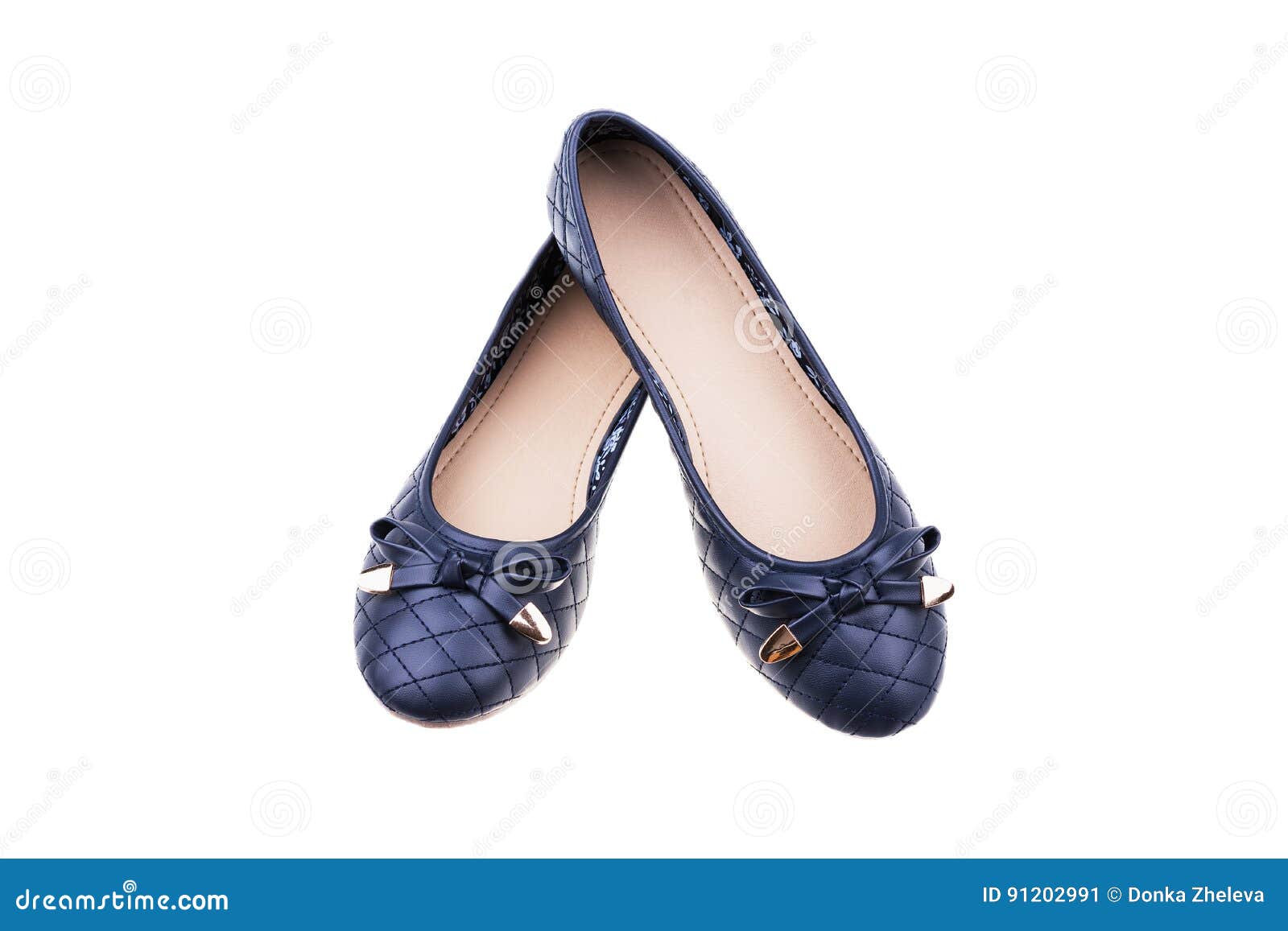 Dark Blue Ladies` Flat Shoes Isolated 