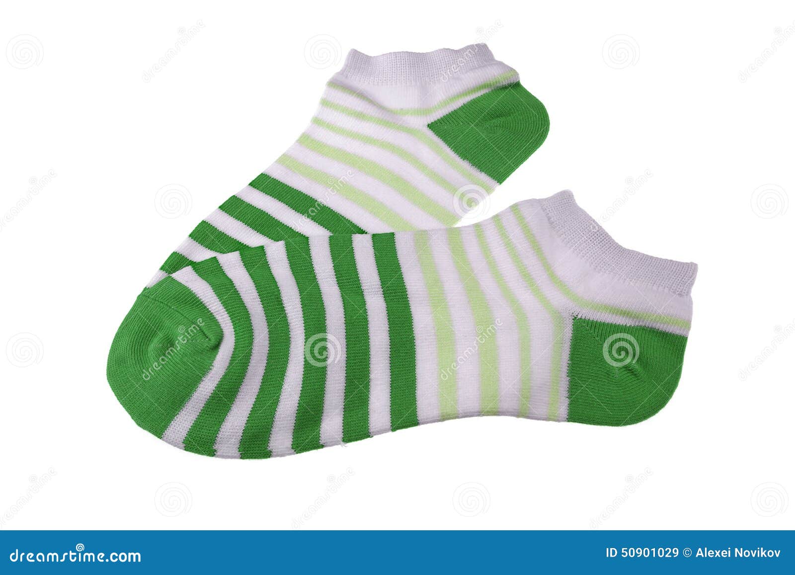 Pair Dark Green, Light Green and White Striped Ladies Socks Stock Image ...