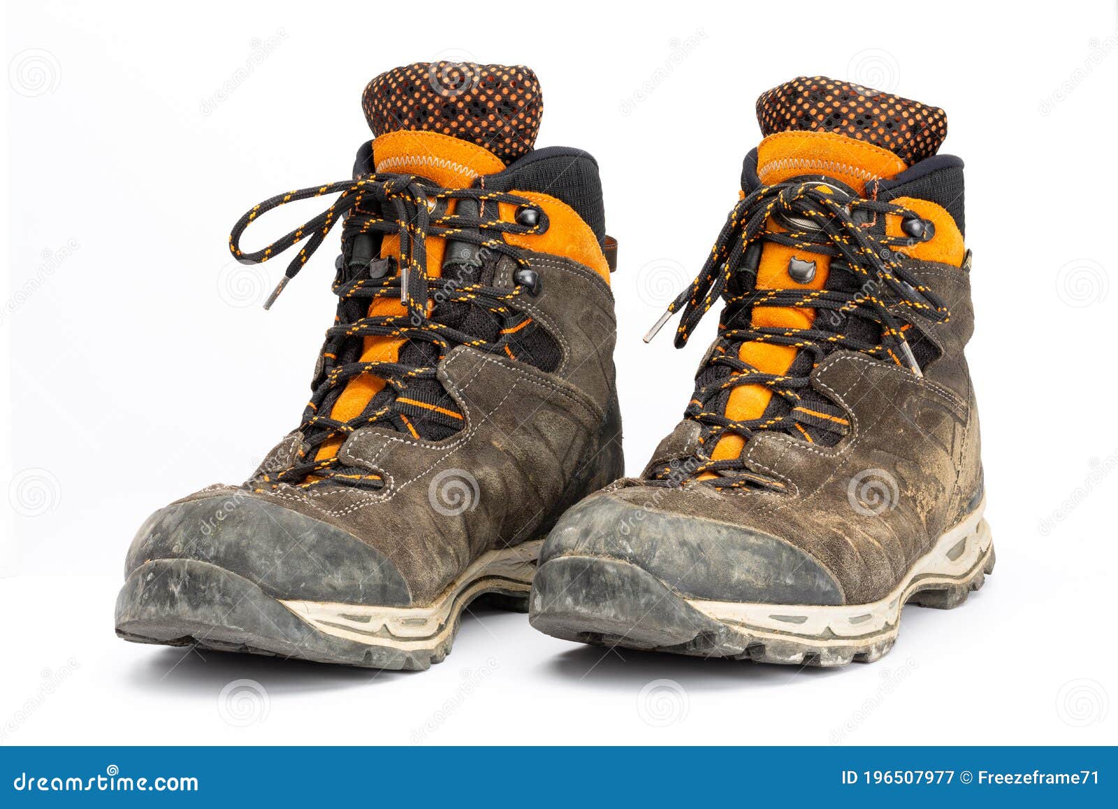 Dirty Brown/orange Men`s Hiking Boots 