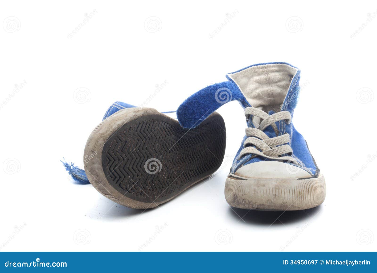 Pair of Dirty, Worn Out Blue Children Sneakers Stock Image - Image of ...