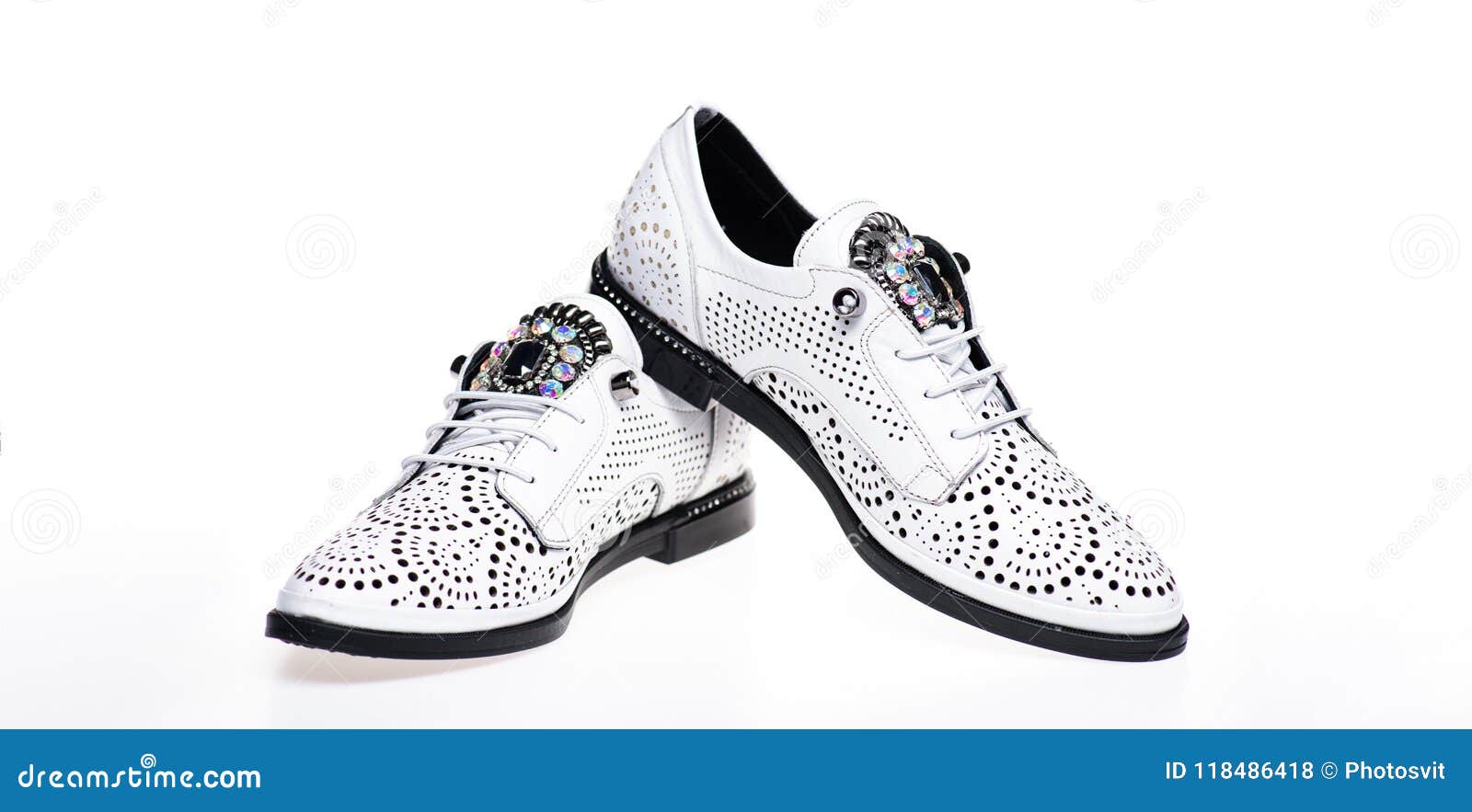 Pair of Fashionable Comfortable Oxfords Shoes. Shoes Made Out of White ...