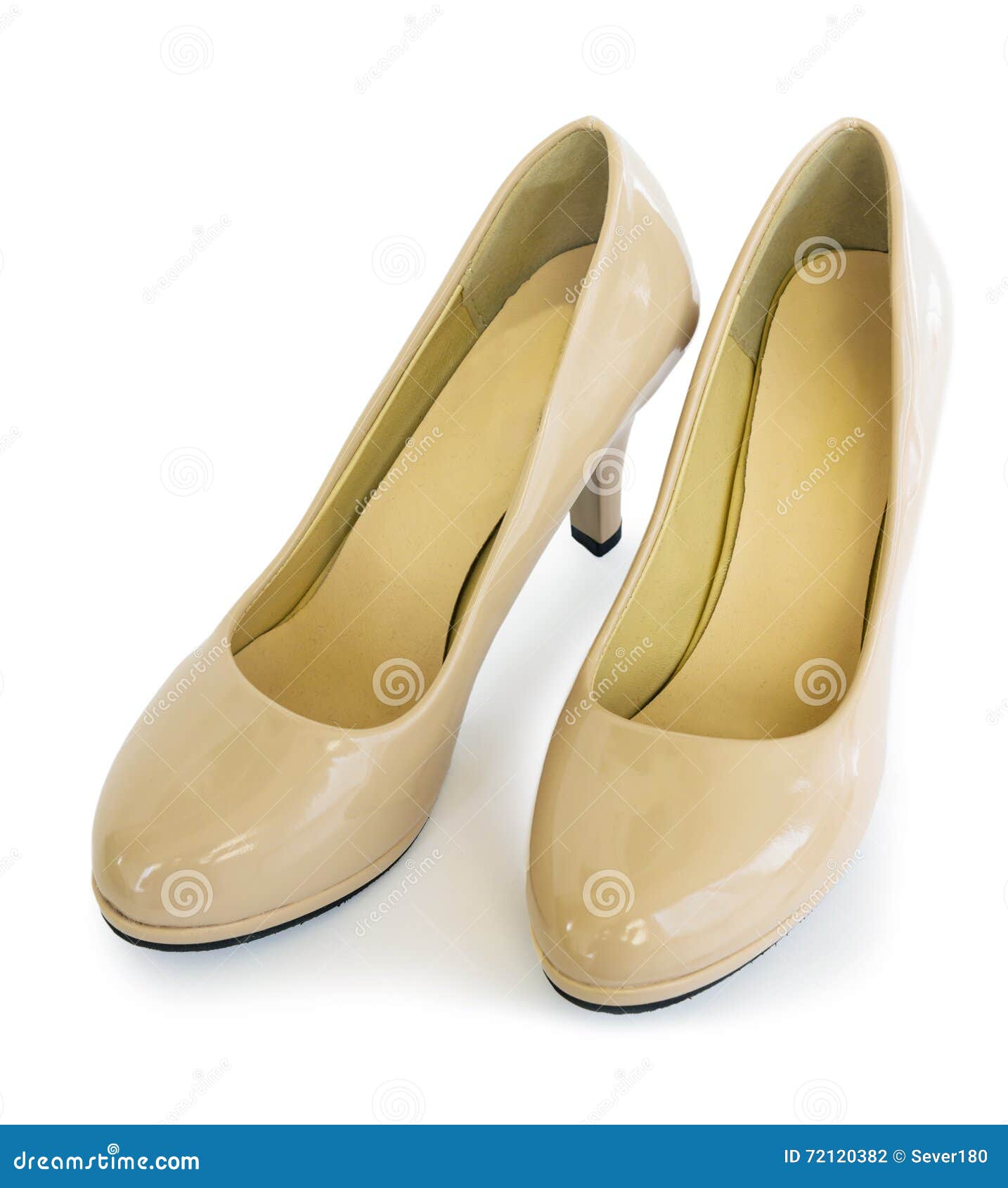 Pair Female Shoes of Beige Color Stock Photo - Image of studio, heels ...