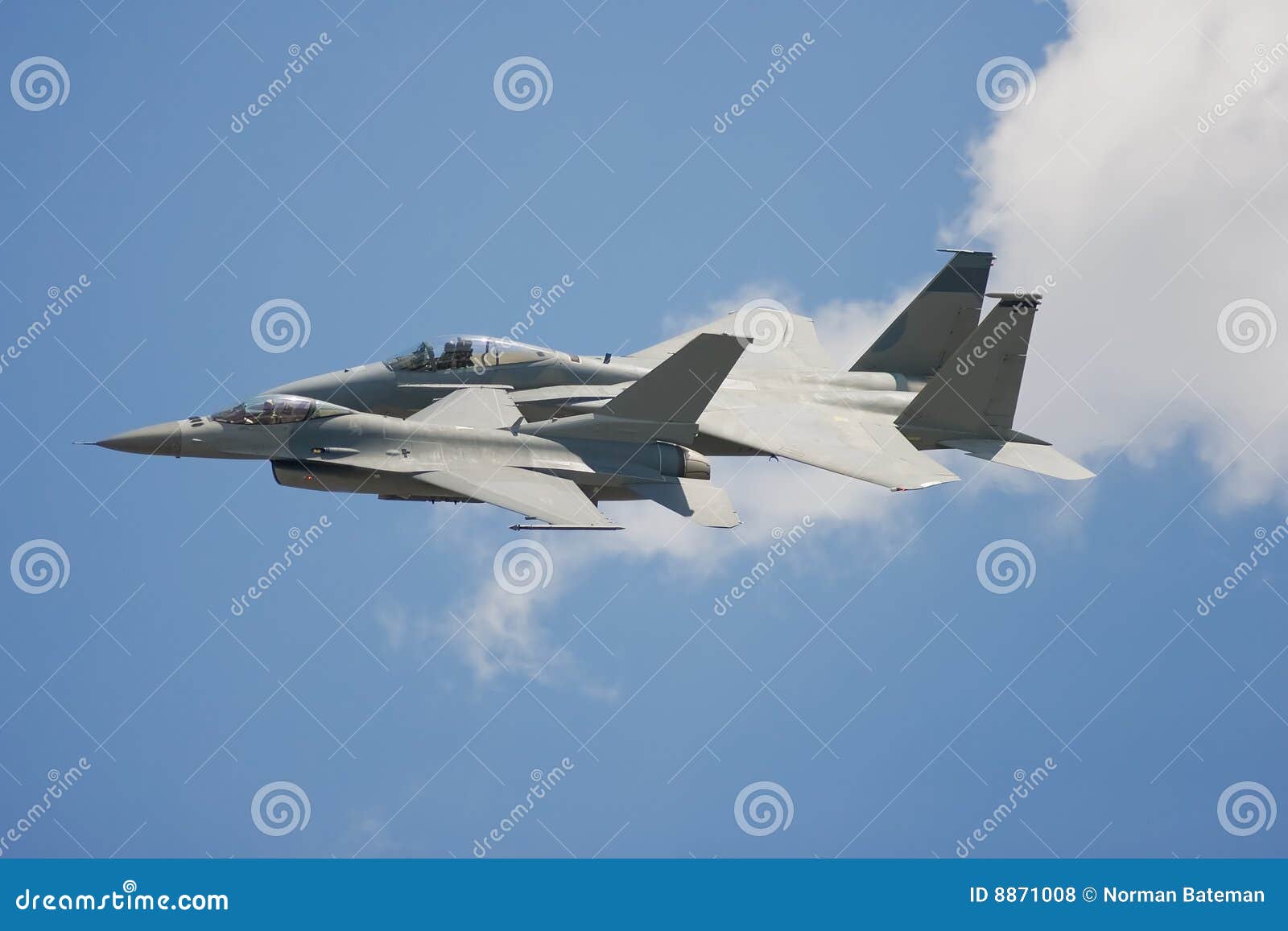 A Pair of Fighter Jets Fly Past Very Close Stock Photo Image of gray