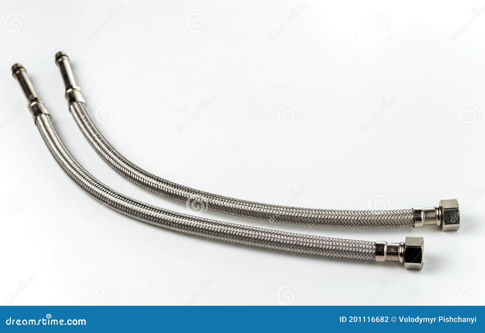 Pair of Flexible Braided Water Hoses for Connection To Water Sources