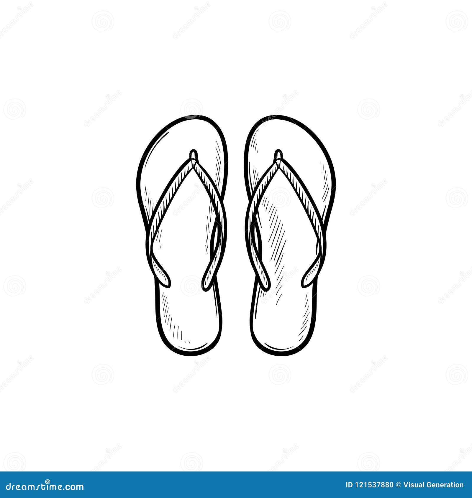 Pair of Flip Flop Slippers Hand Drawn Outline Doodle Icon. Stock Vector ...