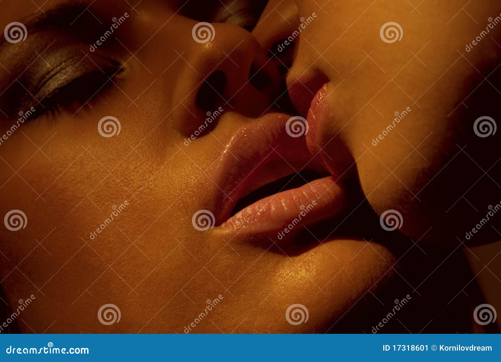 Pair Girls Mouths Kissing Stock Image Image Of Lips 17318601