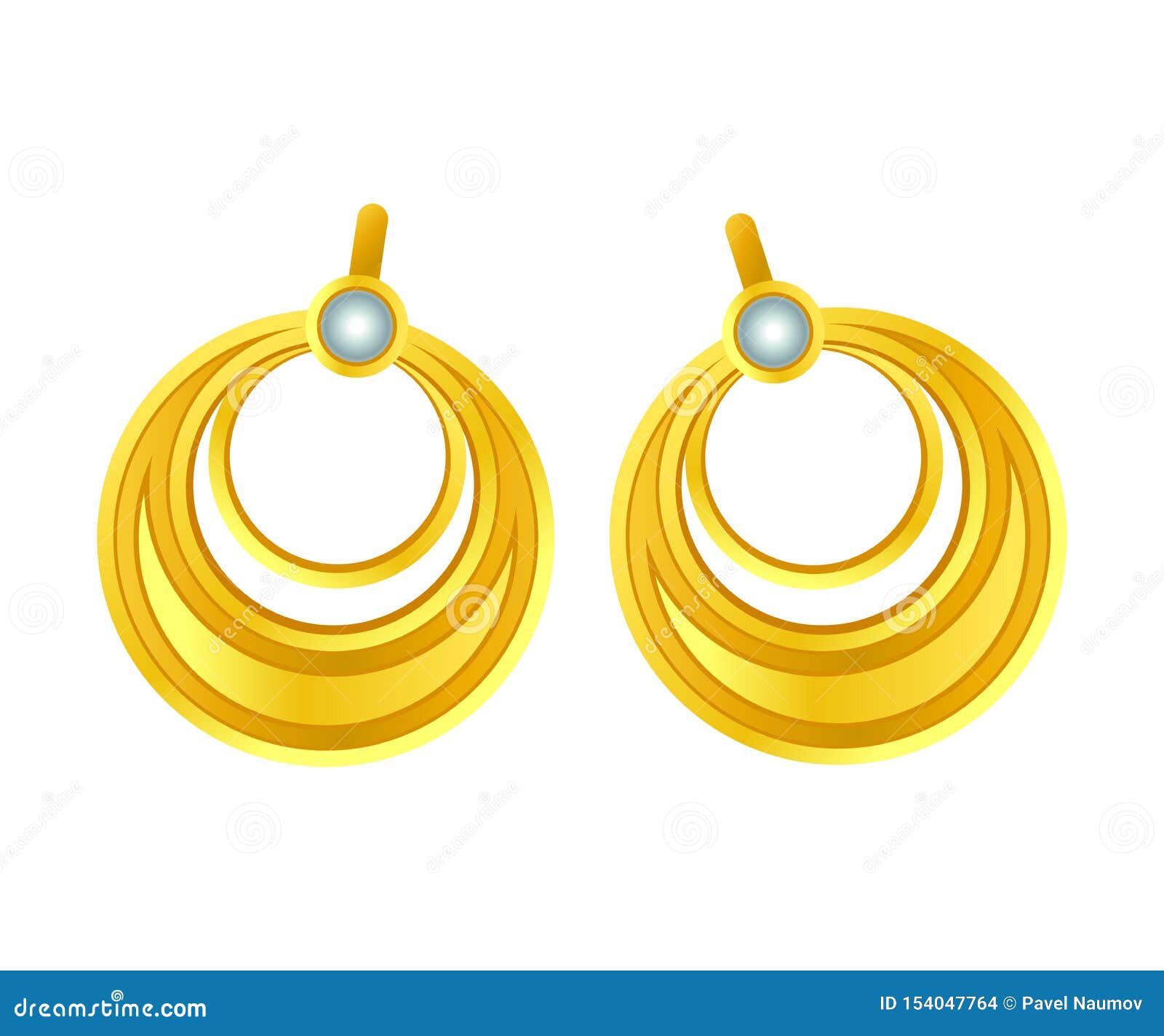 Pair of Earrings from a Variety of Rings. Vector Illustration on White ...