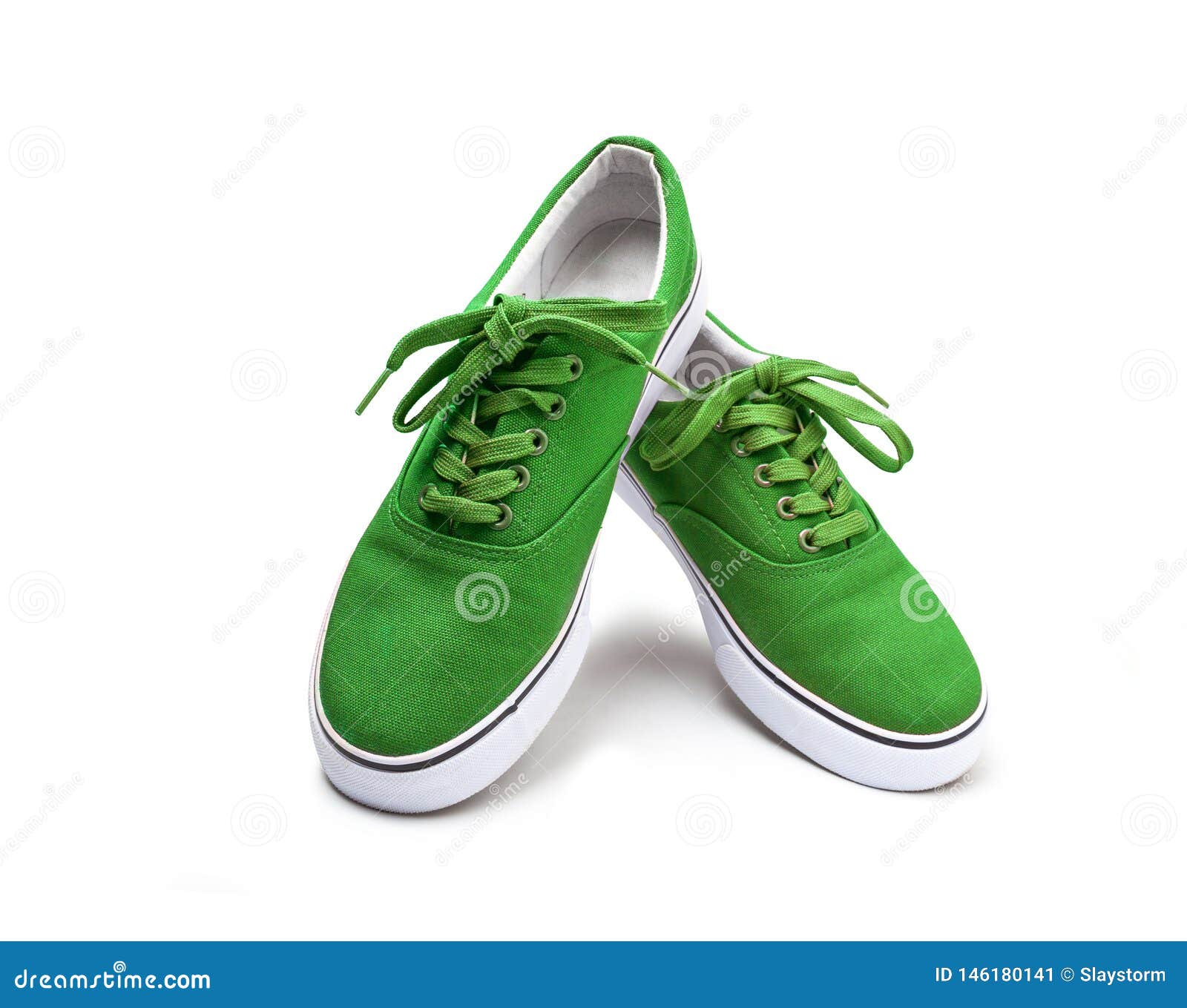 A Pair of Green Canvas Shoes Isolated on White Stock Image - Image of ...