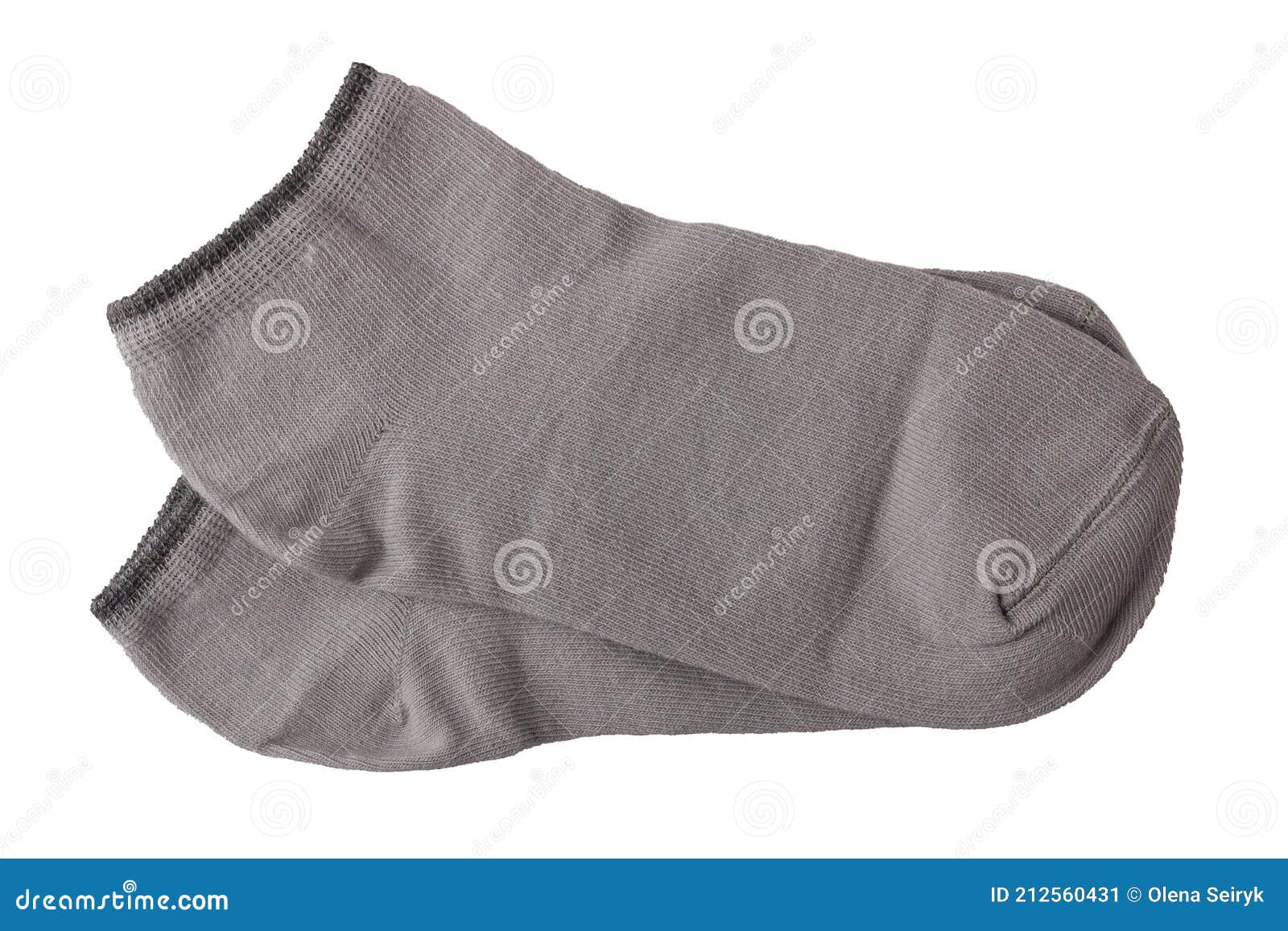 Pair of Grey Cotton Socks Isolated on White Background. Natural Fabric ...