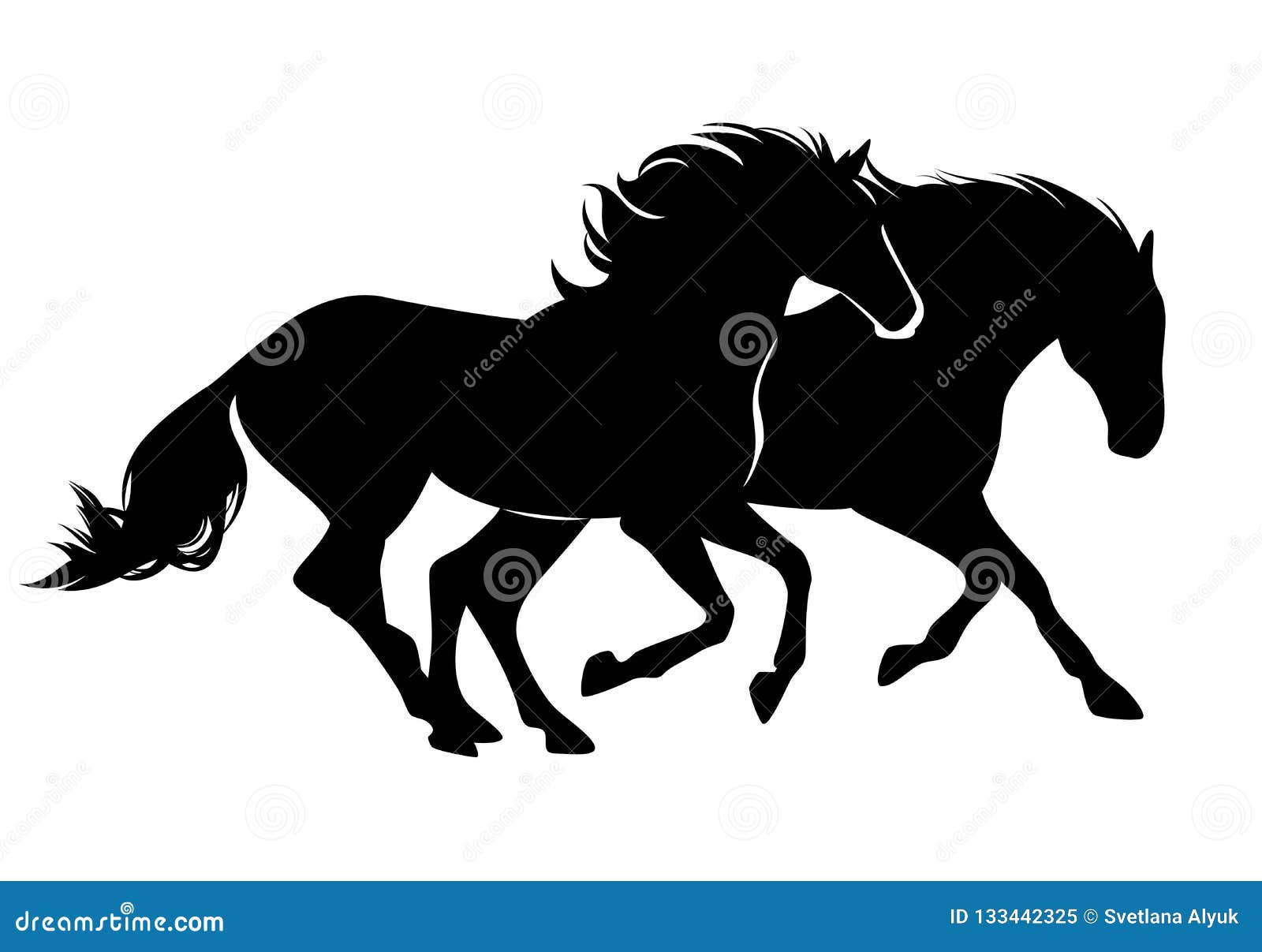 pair of horses black  silhouette