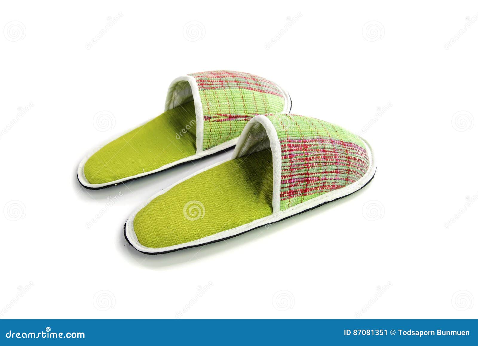 Pair of House Shoes on a White Background Stock Image Image of fluffy