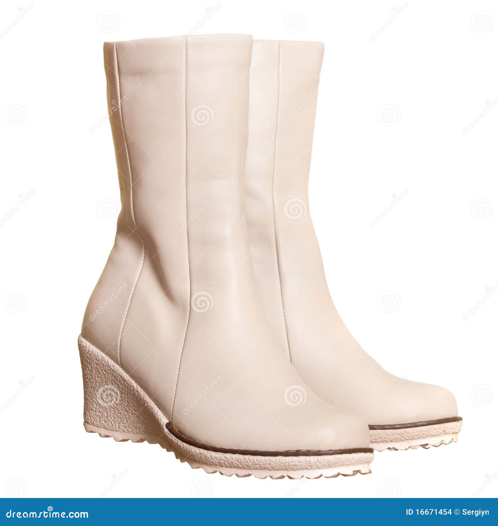 Pair of light beige boots stock photo. Image of style 16671454