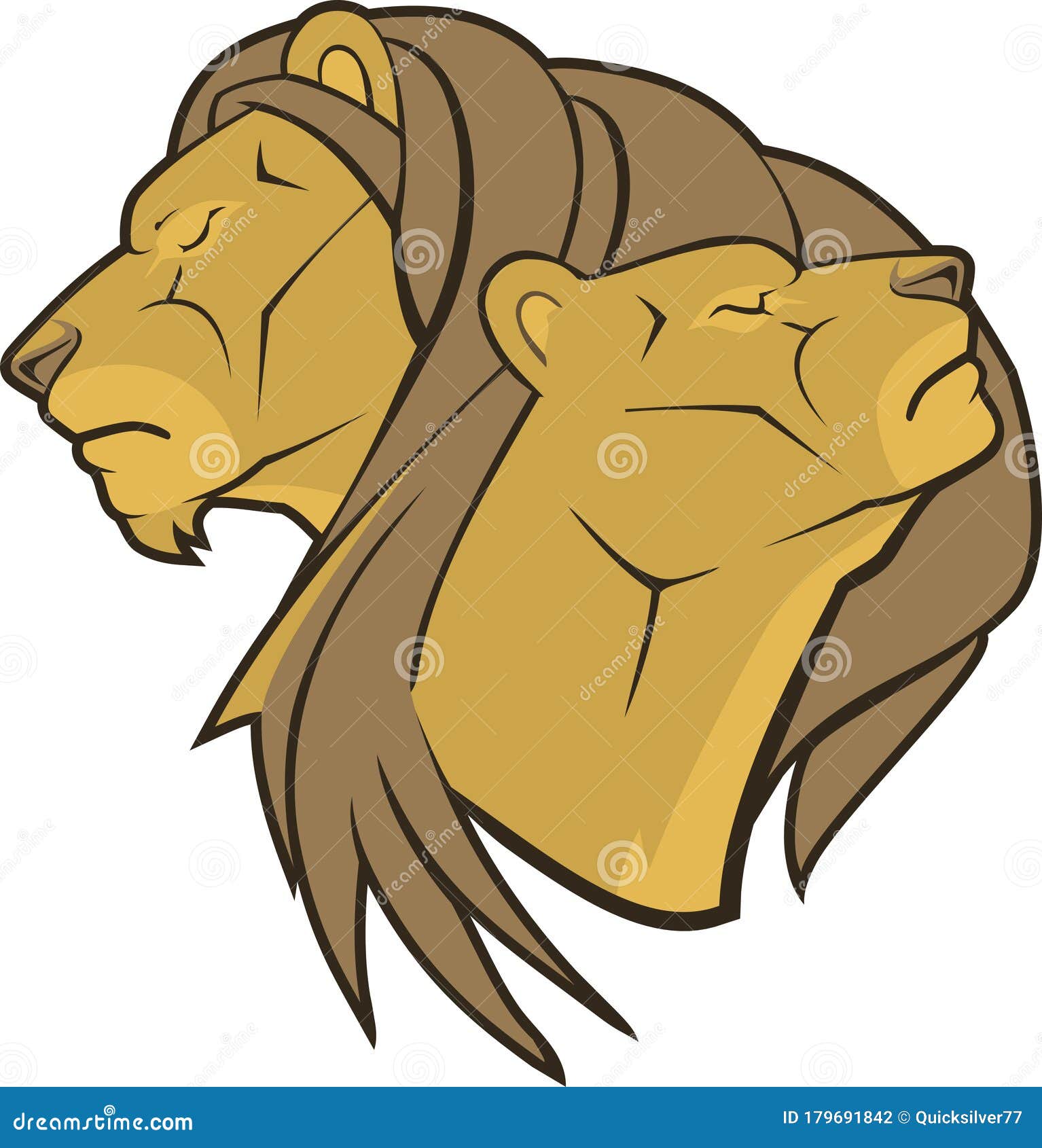 Pair Lion and Lioness, Cartoon Type Stock Vector - Illustration of artwork,  cartoon: 179691842