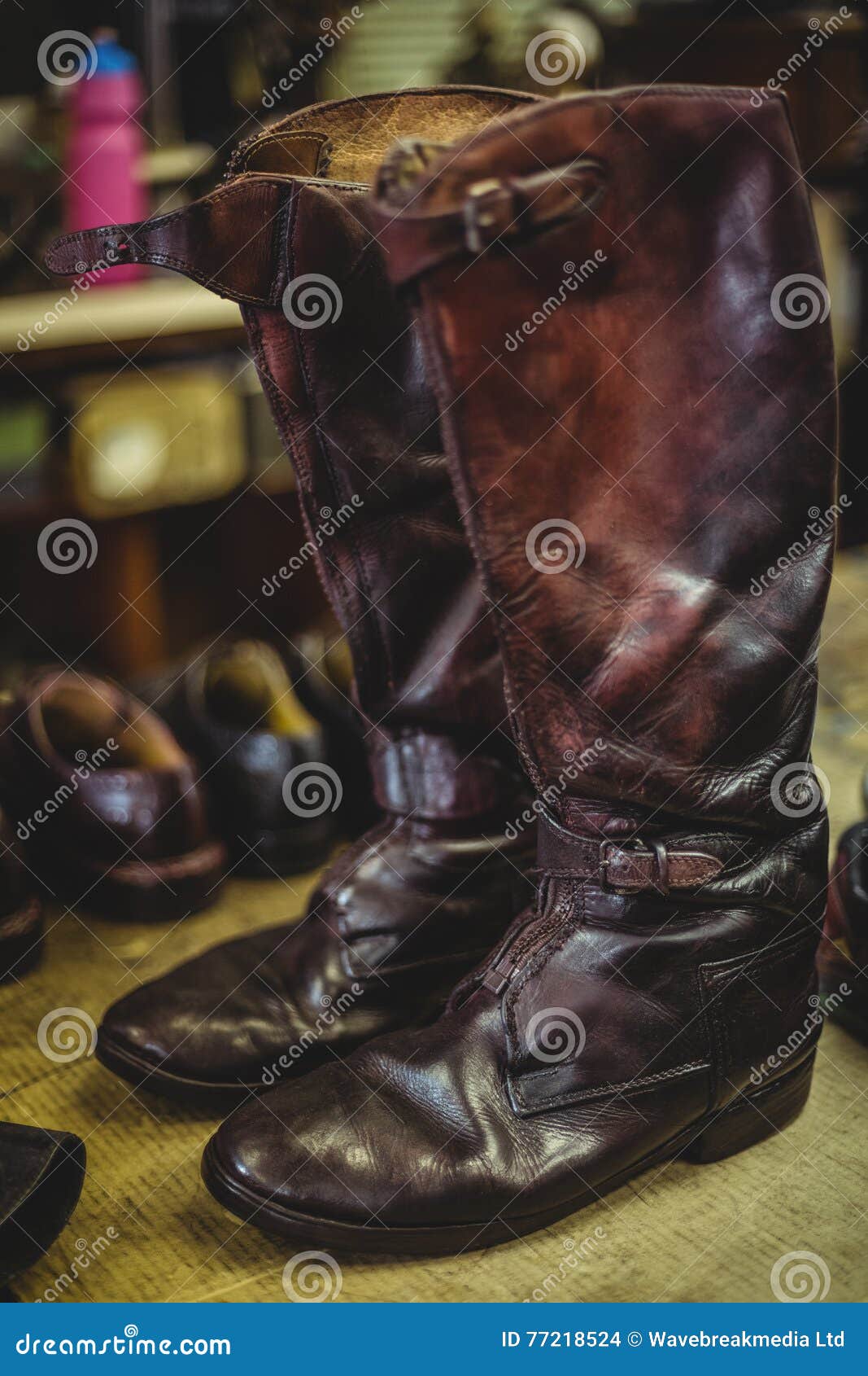 Pair of long leather boots stock photo. Image of 77218524