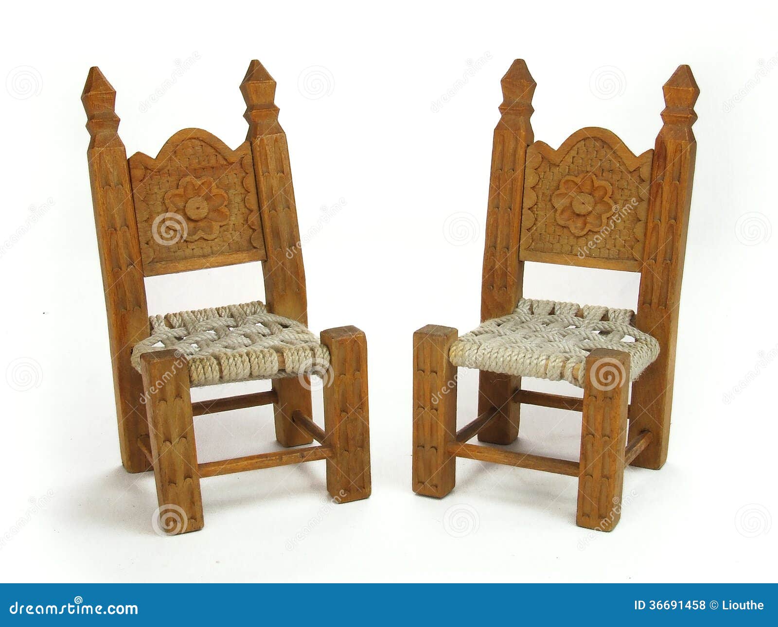 Pair miniature chairs stock photo. Image of carved, rope 36691458