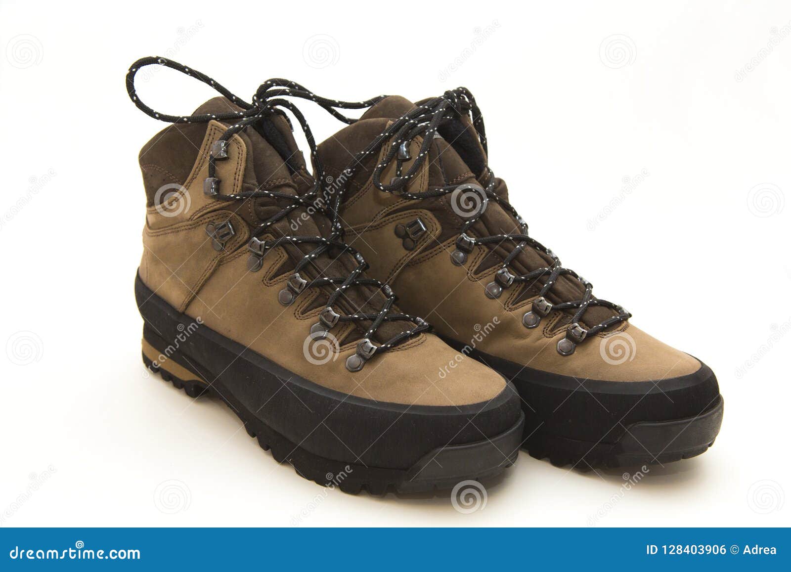 A pair of mountain shoes stock photo. Image of background 128403906