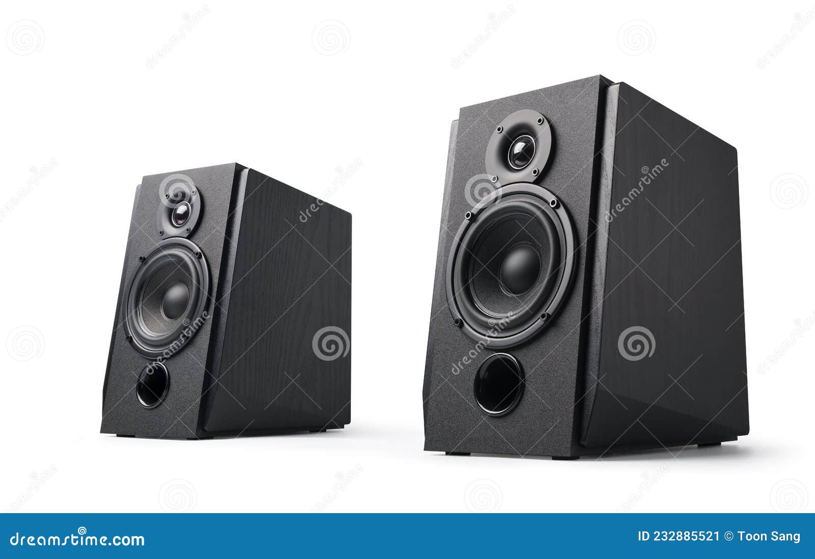 pair of new black bookshelf speakers