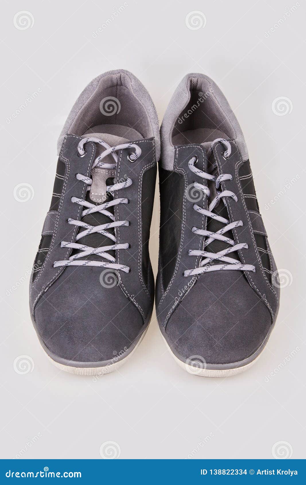 Pair of New Modern Grey Stylish Sneakers for Men Isolated on White ...