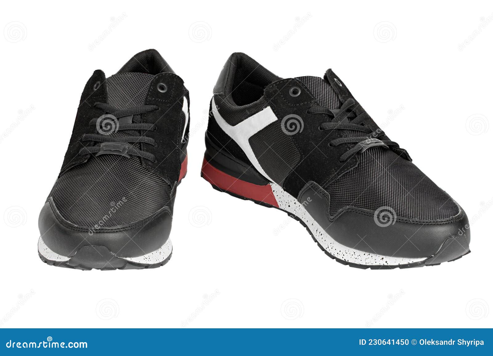 Pair of New Non-branded Black Athletic Trainers or Trainers Isolated on ...