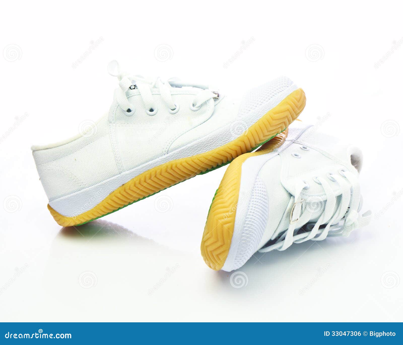 Pair of New White Sneakers on White Background Stock Photo - Image of ...