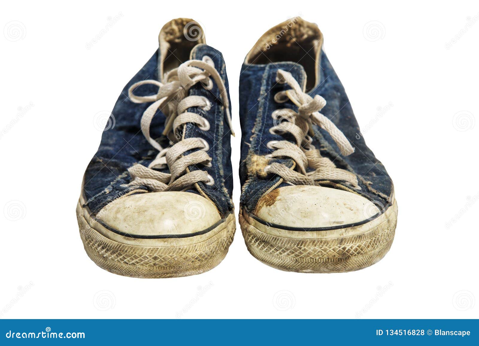 Pair of old blue sneakers stock photo. Image of dirt - 134516828