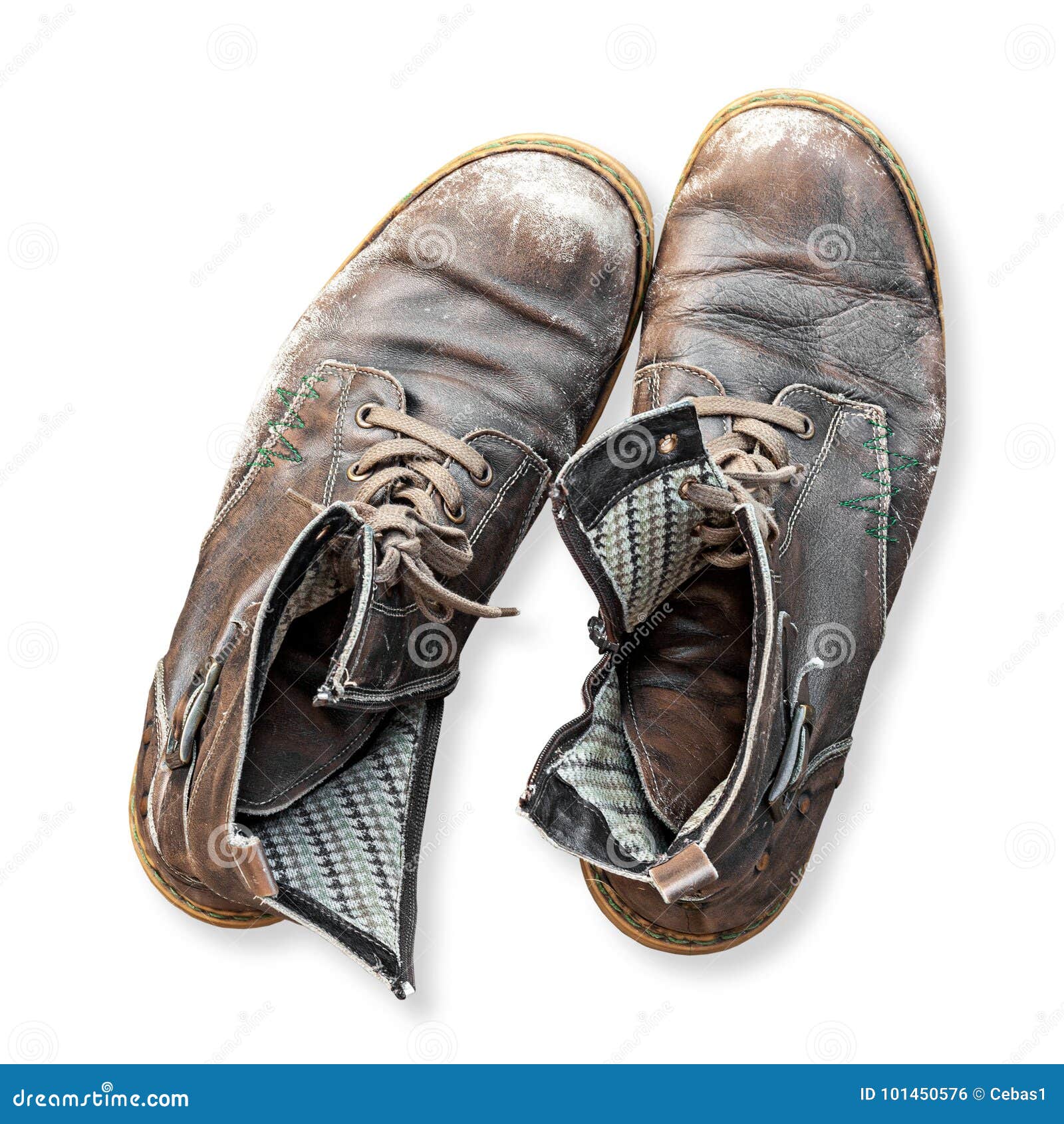 Pair of Old Boots Isolated on White Background Stock Photo - Image of ...