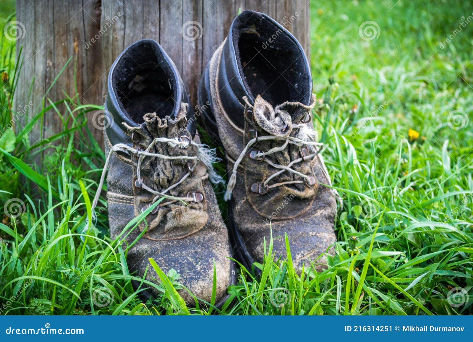 A Pair of Old Shabby Shoes with Laces Stock Image - Image of dirty ...