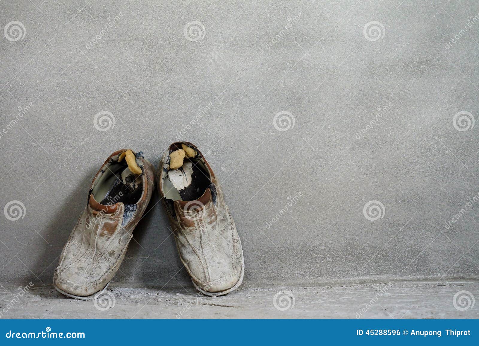 A Pair of Old Shoes on Cement Background, Old Background, Old Boots ...