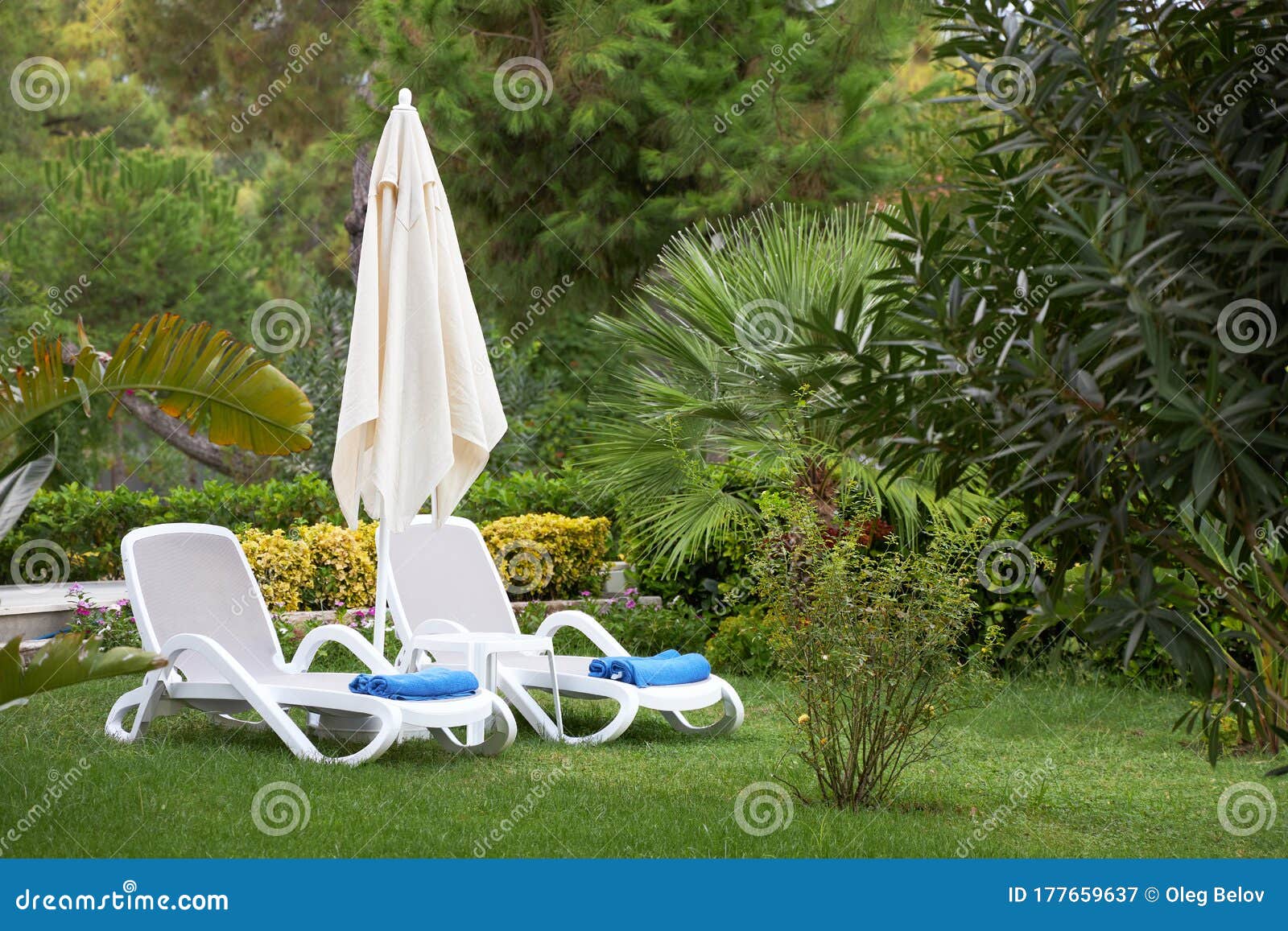 green plastic sun lounger