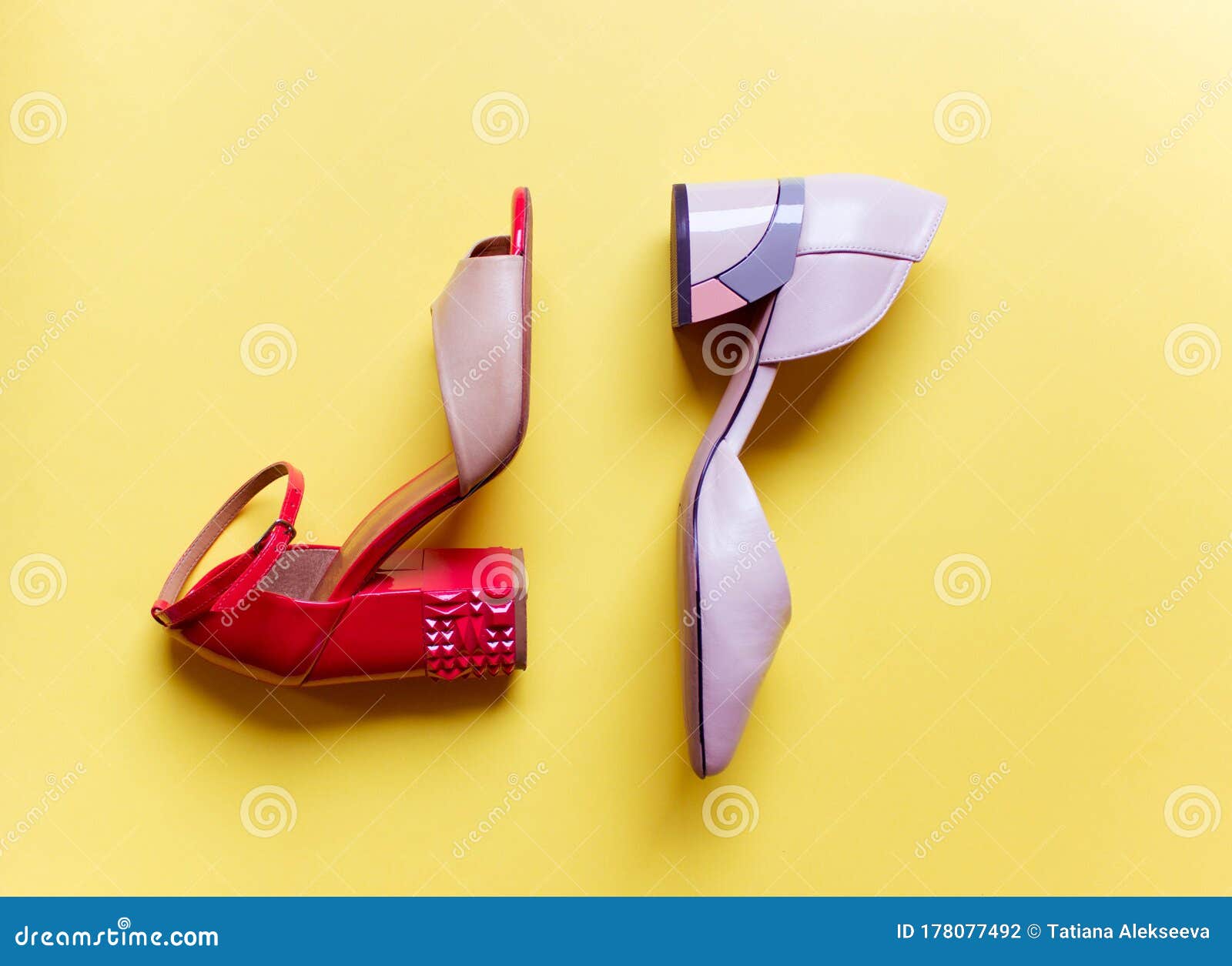 Pair of Pointy Shoes on Colorful Yellow Background. Free Copy Space ...