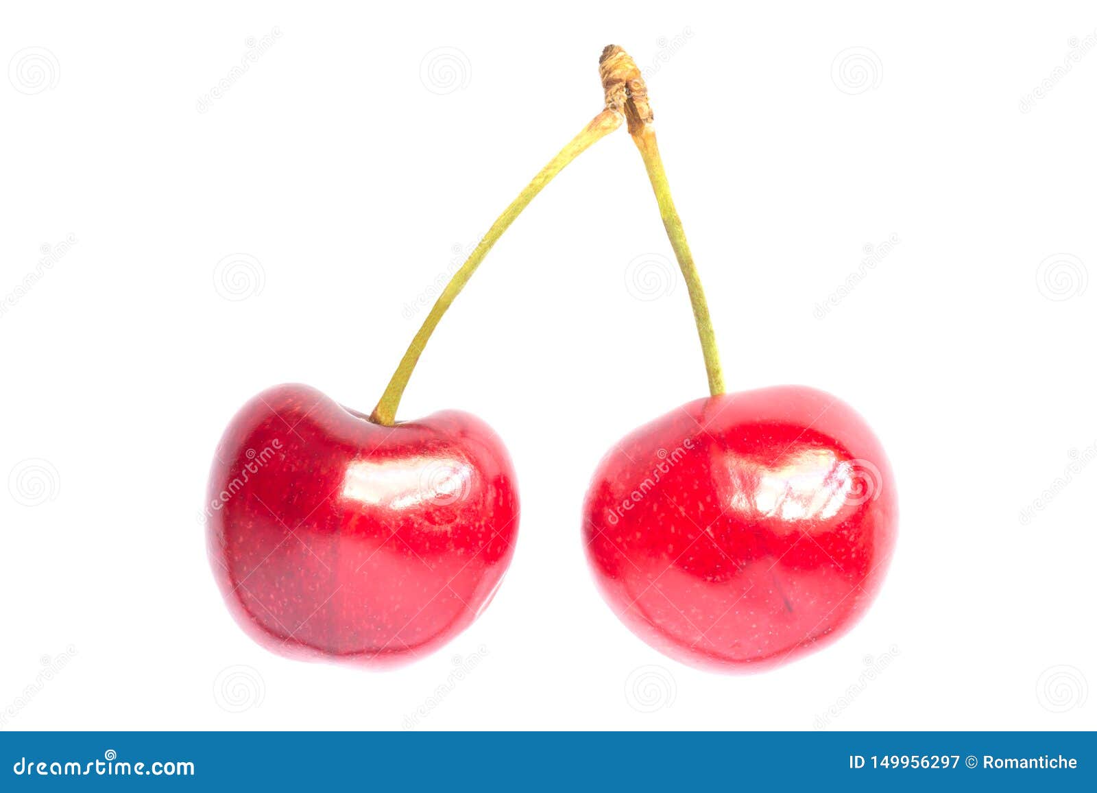 Pair of red ripe cherries stock image. Image of background - 149956297
