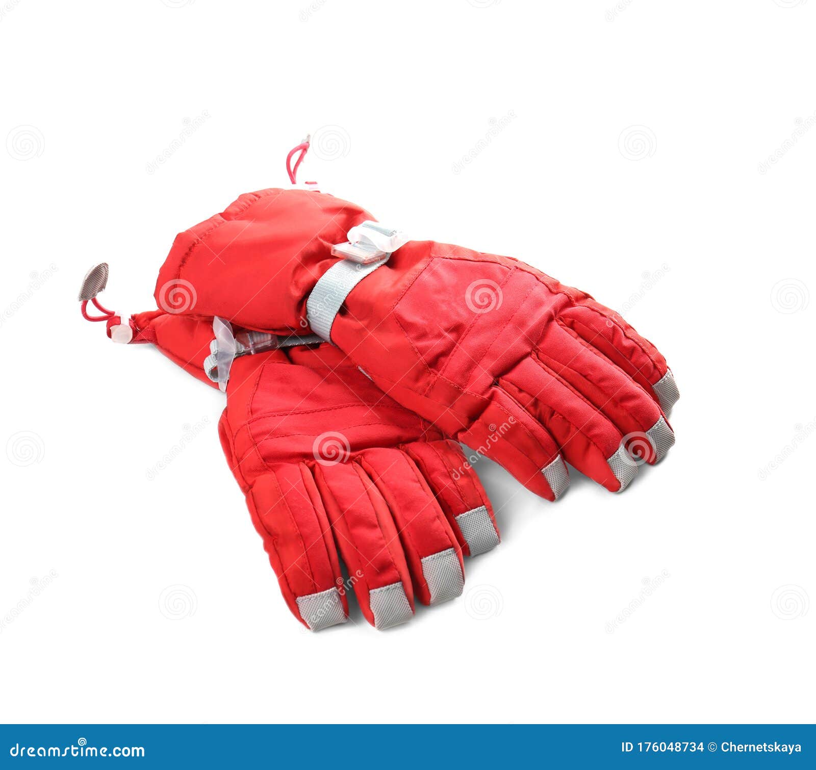 Pair of Red Ski Gloves Isolated. Winter Sports Clothes Stock Photo ...