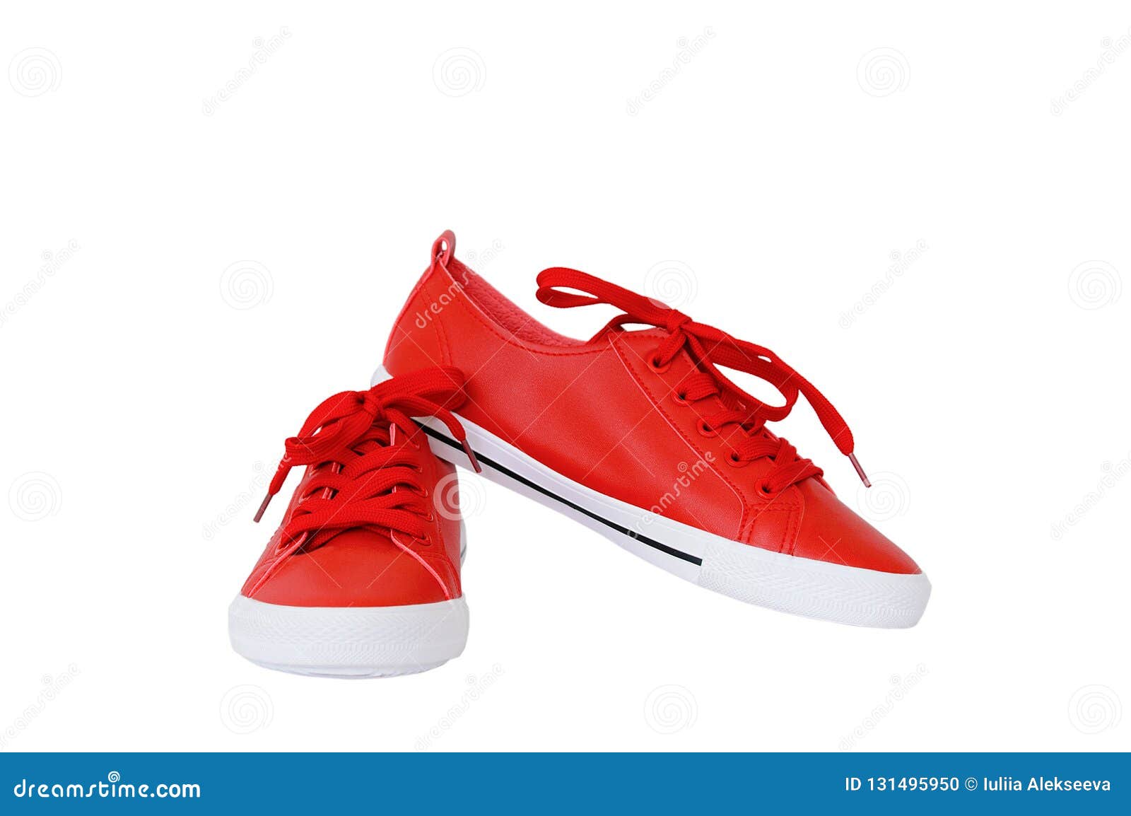 A Pair of Red Sneakers. Isolate Stock Photo - Image of stylish, white ...