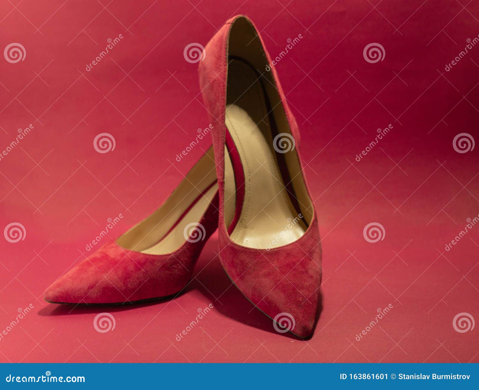 Pair of red suede shoes stock image. Image of glamour - 163861601