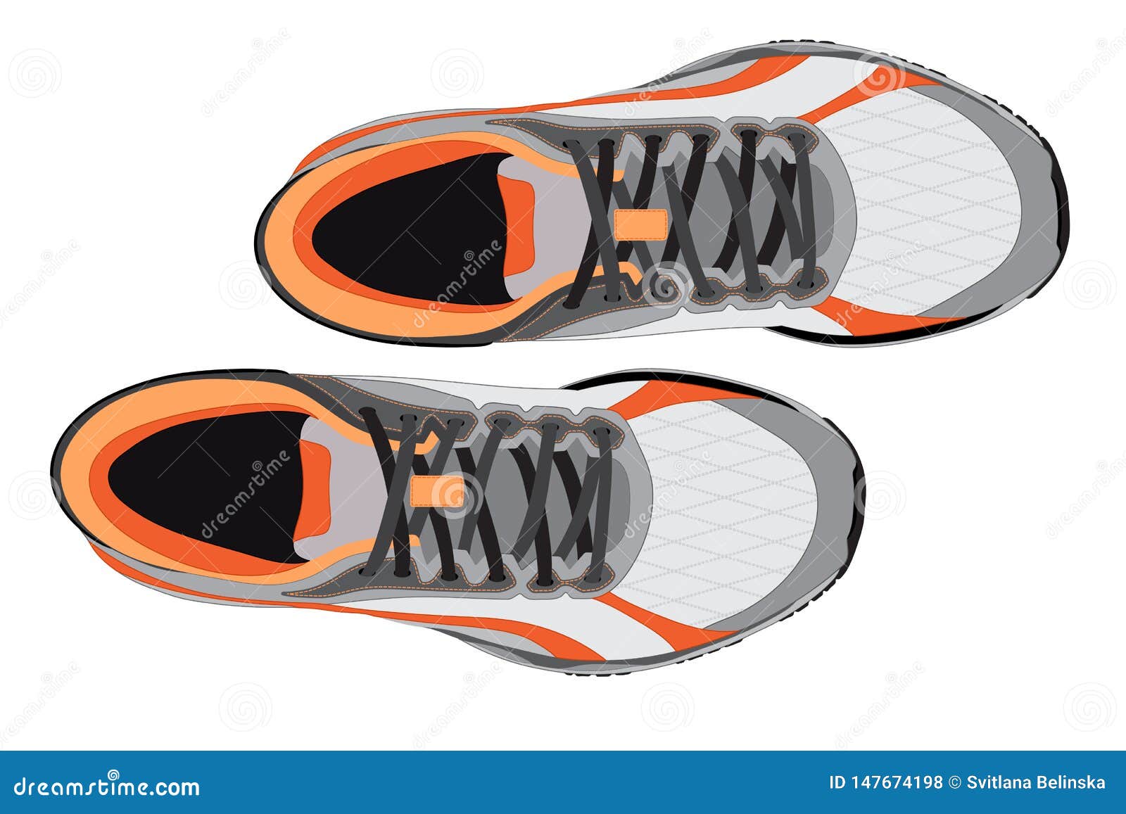 Pair of Running Shoe on White Background Top View Stock Vector -  Illustration of pair, active: 147674198