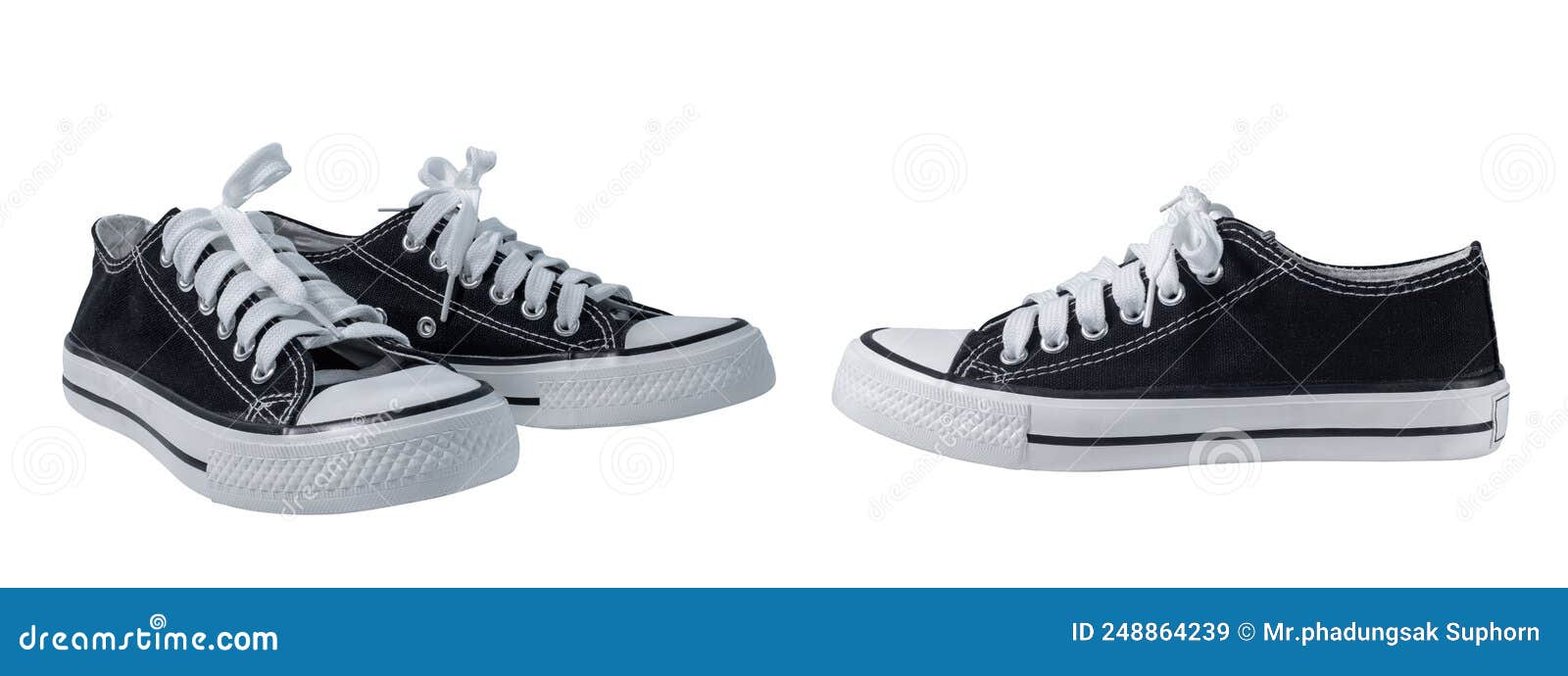 Black Shoes, Sneakers Isolated on White Background Stock Image - Image ...