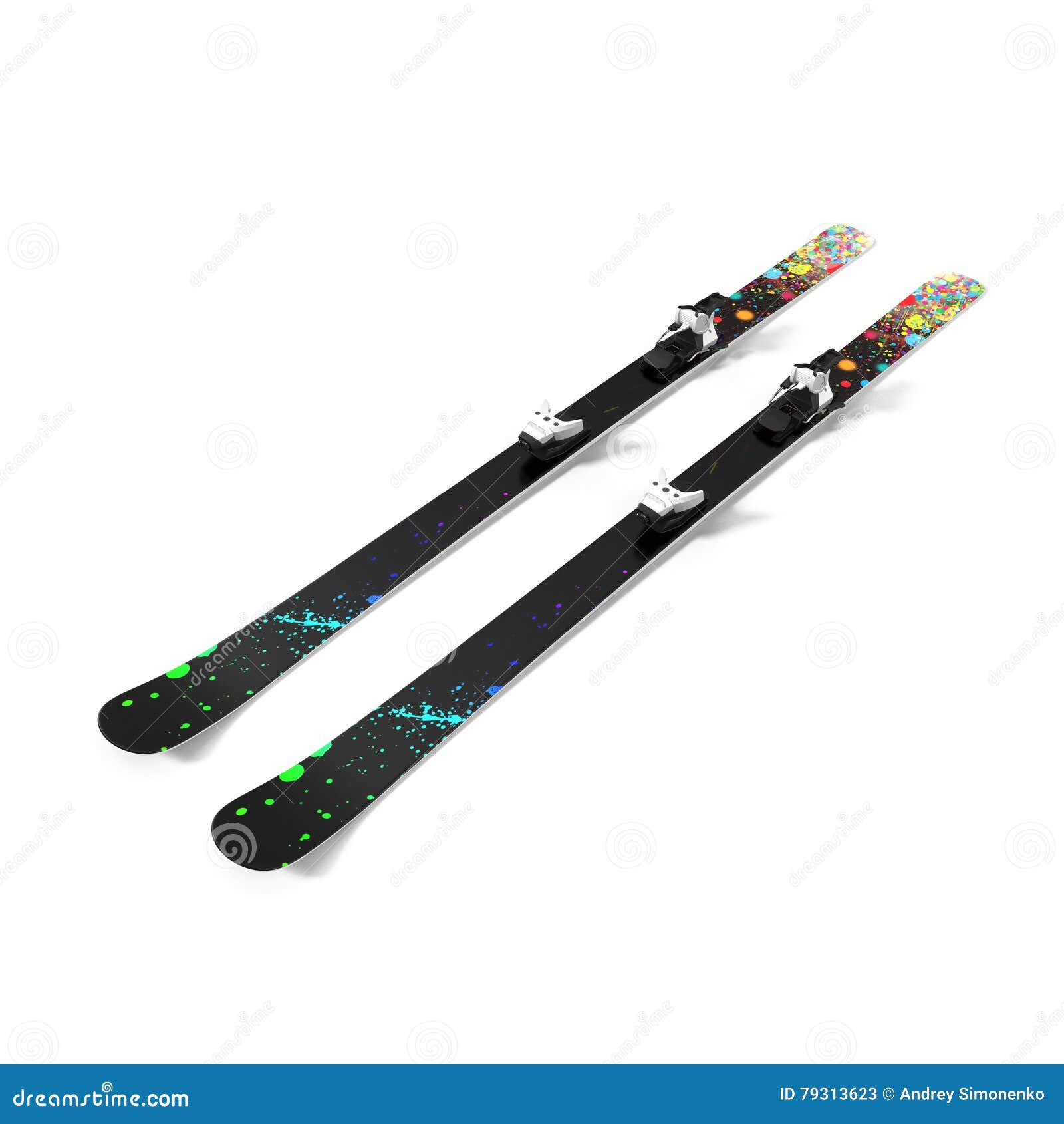 Pair Of Skis Isolated On White 3d Illustration Stock Illustration Illustration Of White Sport