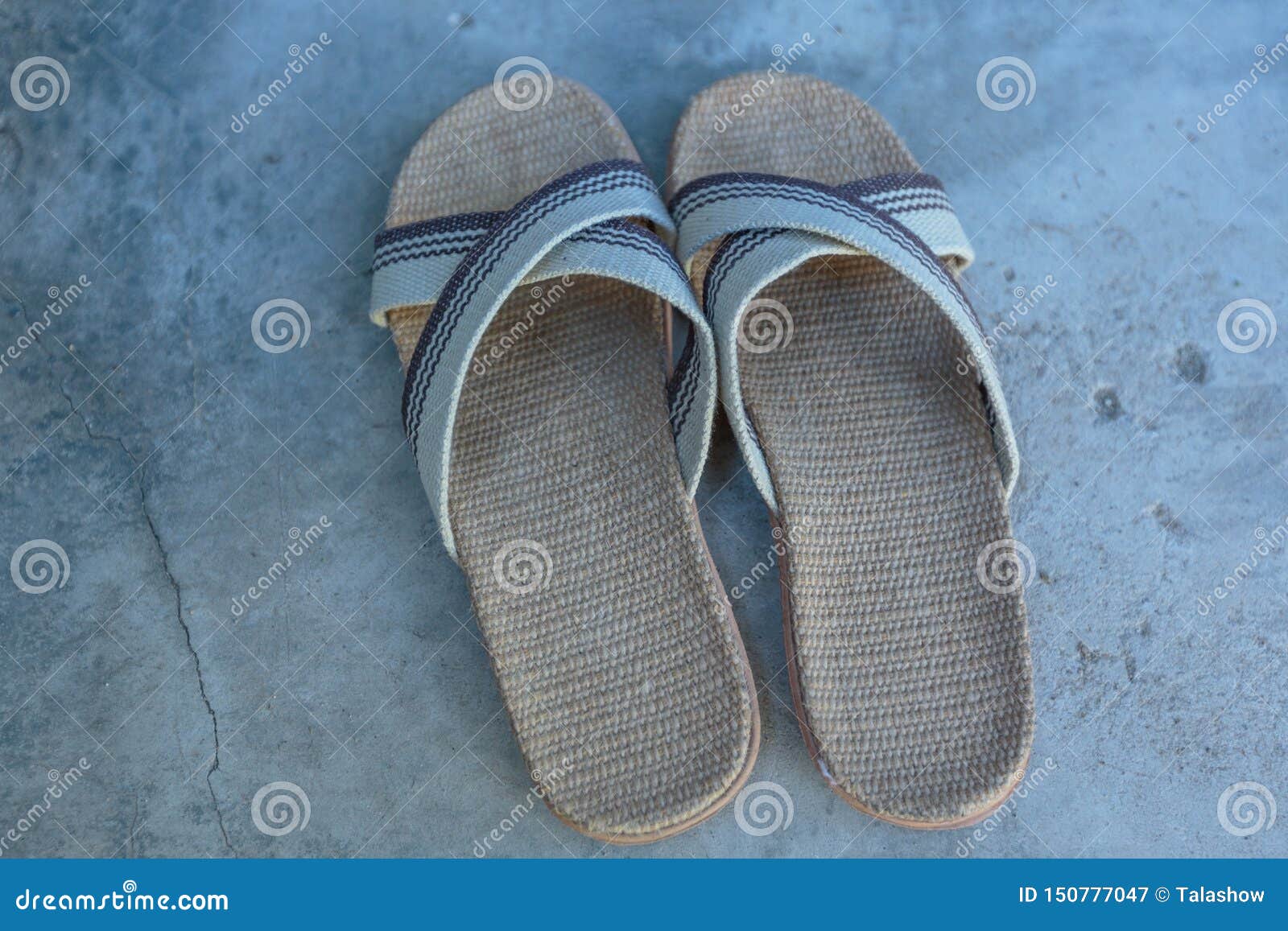 Pair of Slippers on a Concrete Surface Stock Image - Image of weekend ...