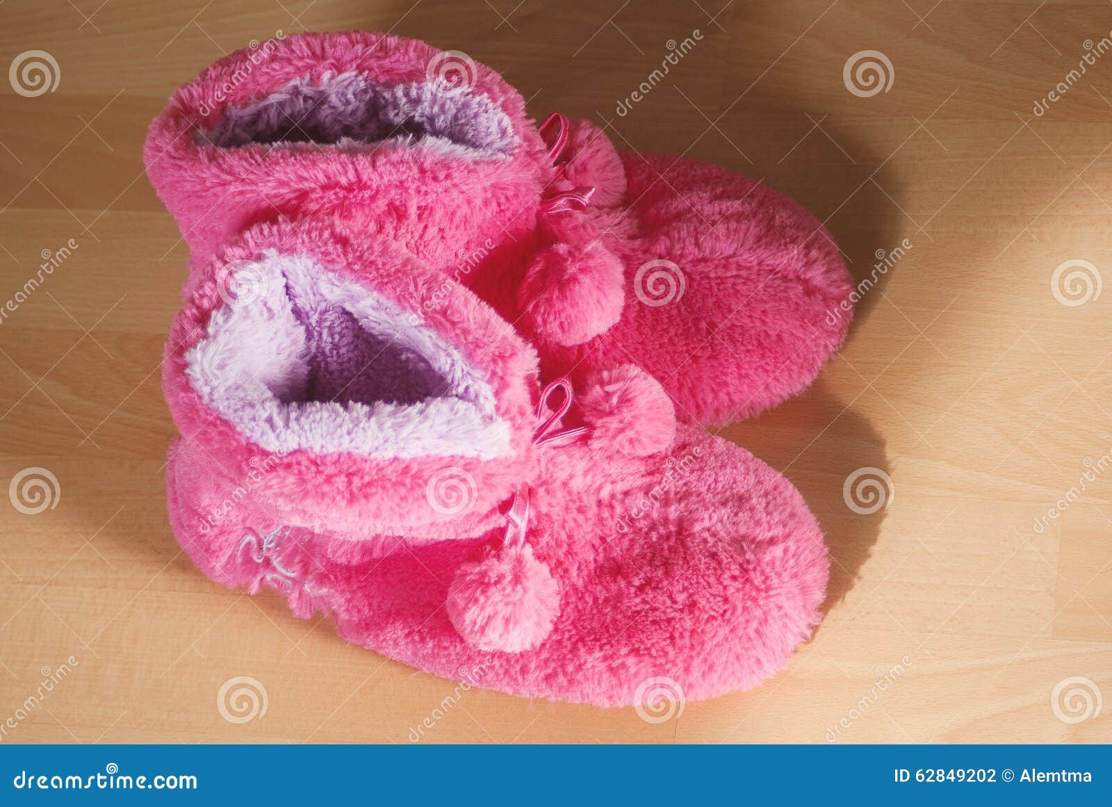 Pair of Slippers on the Wooden Floor Stock Photo - Image of fashion ...