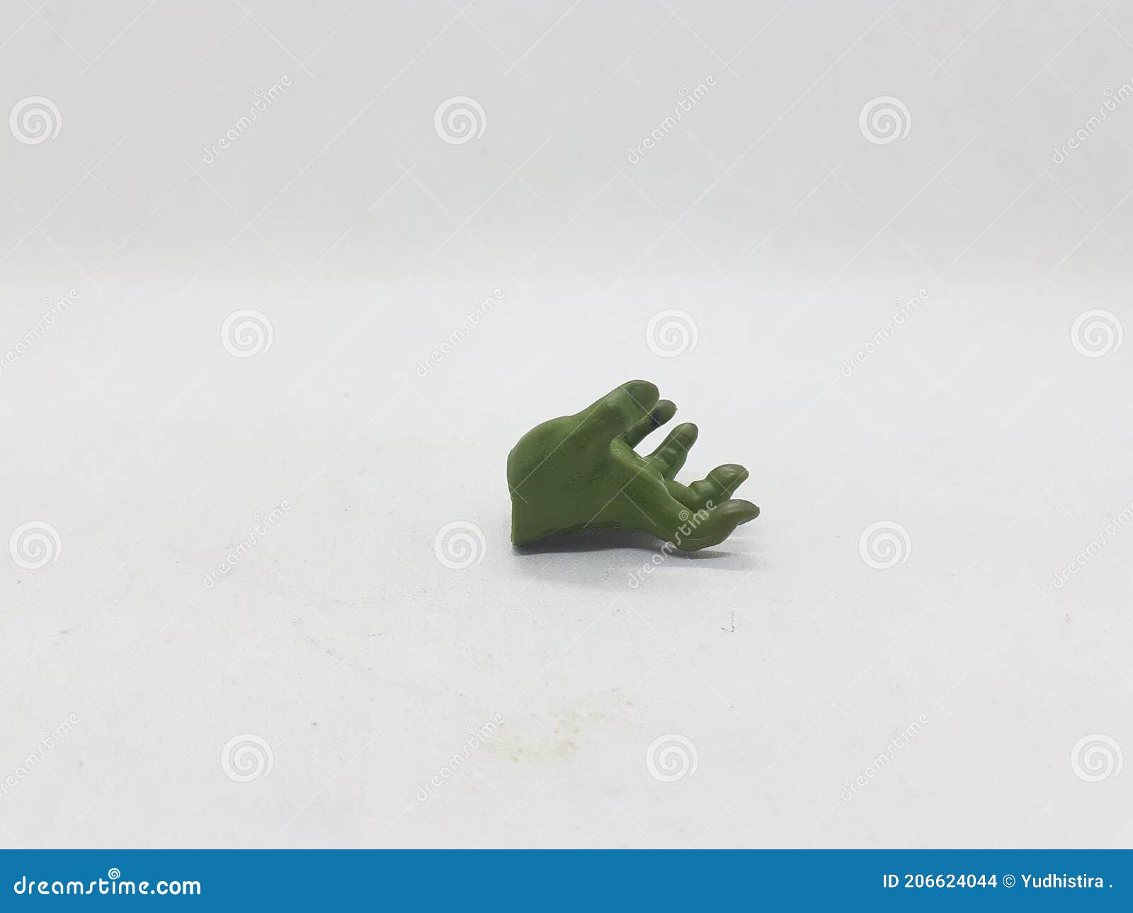 A Pair of Small Action Figure Hands on White Isolation Background Stock