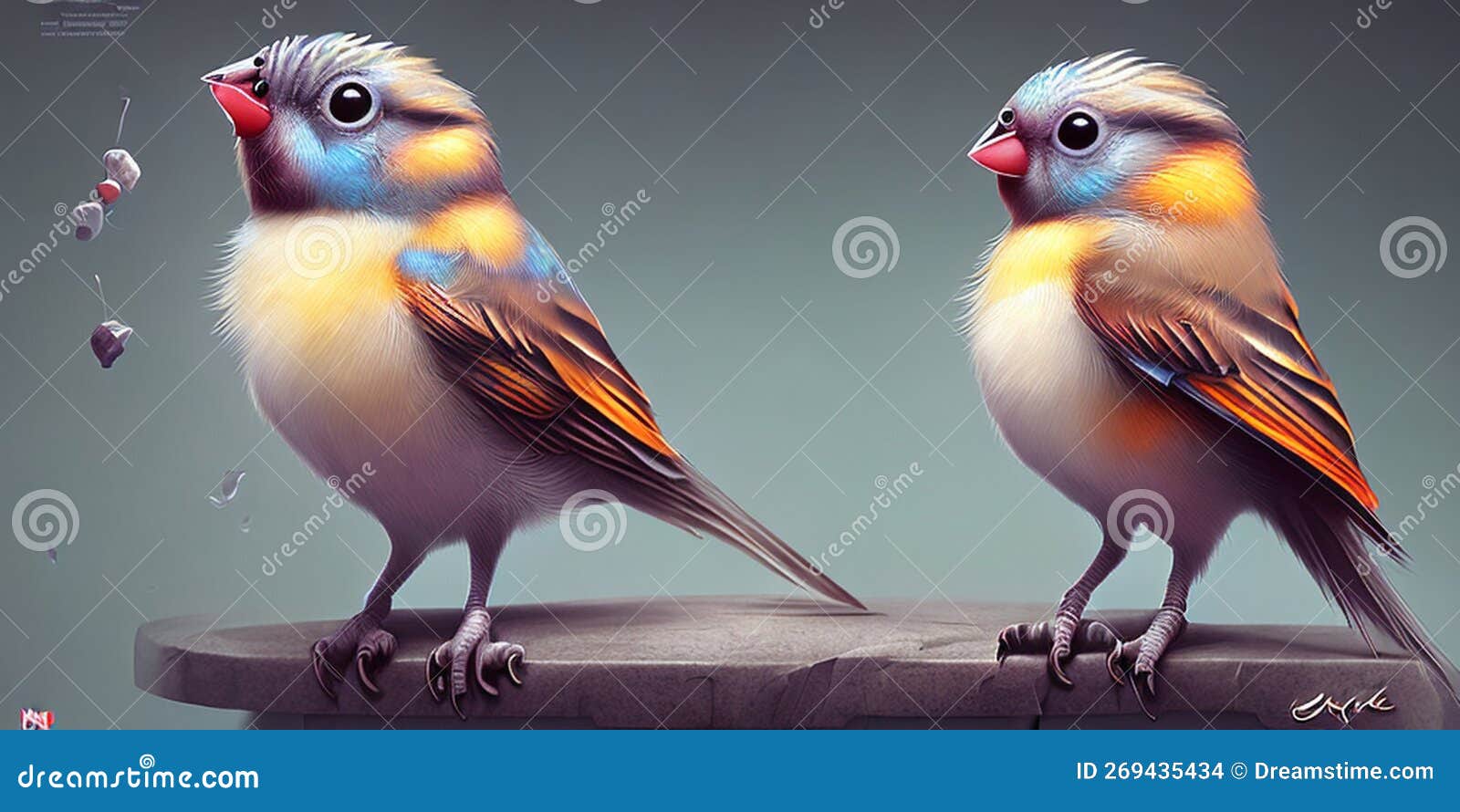 A Pair of Small Exotic Birds Sitting on a Branch Lone Penguin on a