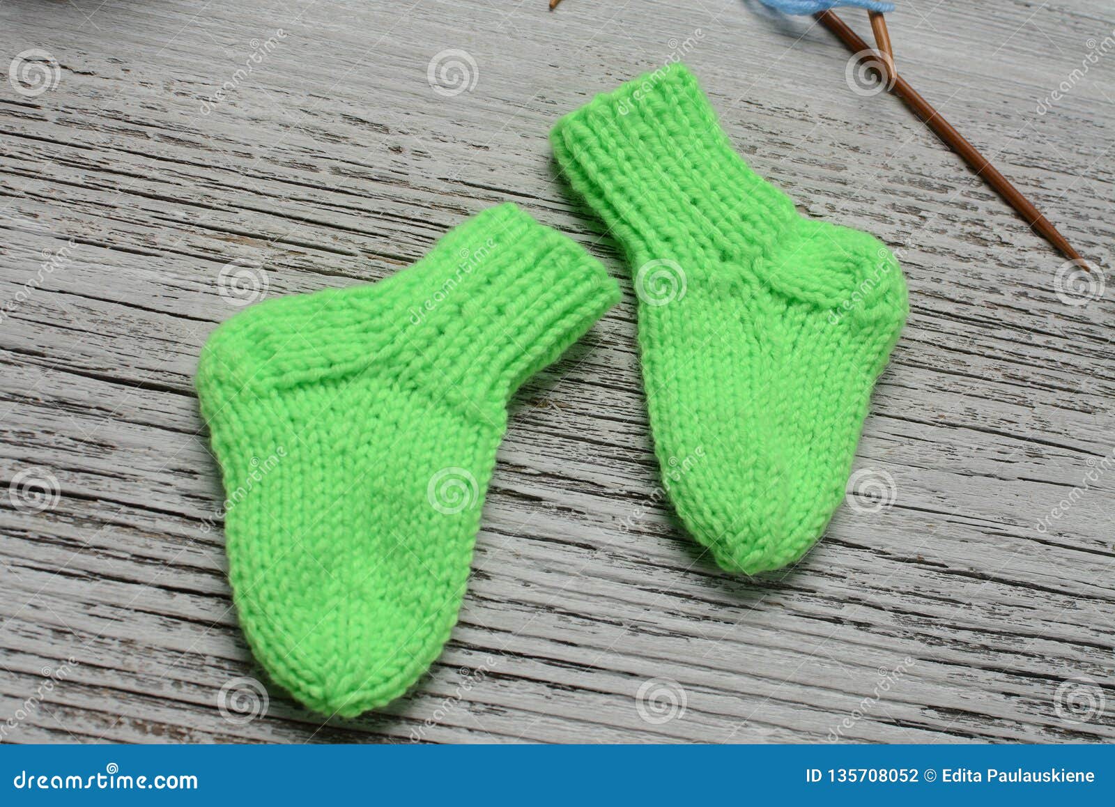 Pair of Baby Socks, Handmade of Organic Yarn Stock Photo - Image of ...