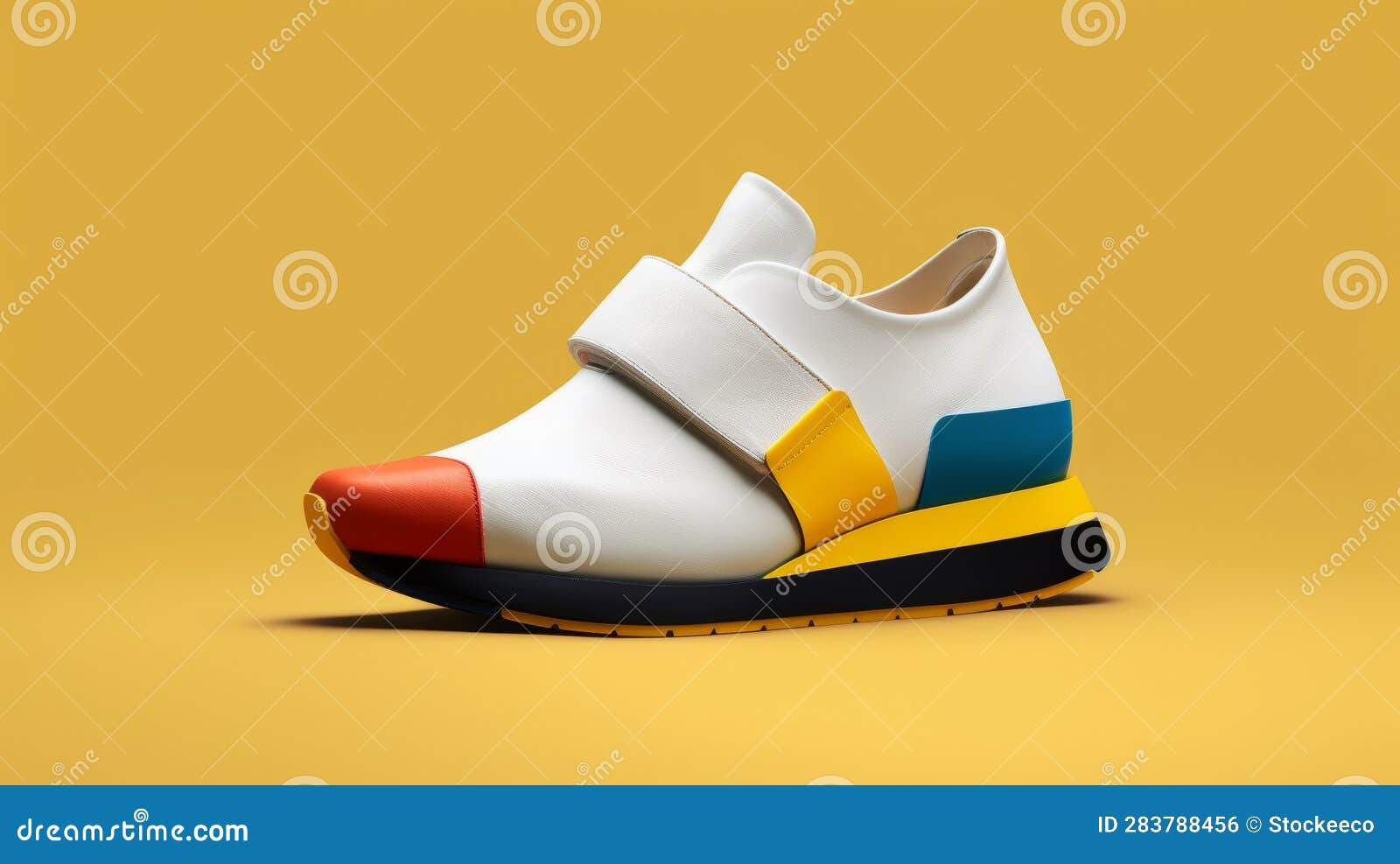 Minimalist 1980s Bauhaus Shoe with Vibrant Colors Stock Illustration ...