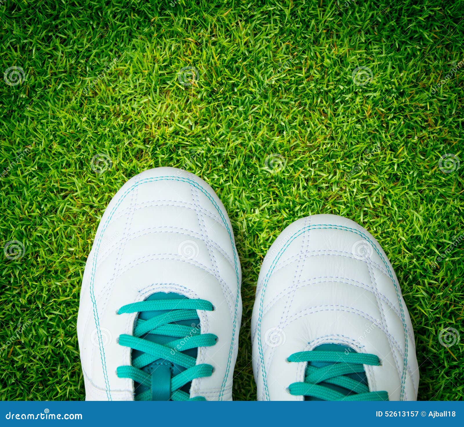 Pair of Soccer Shoes on Green Grass Field Stock Image Image of match