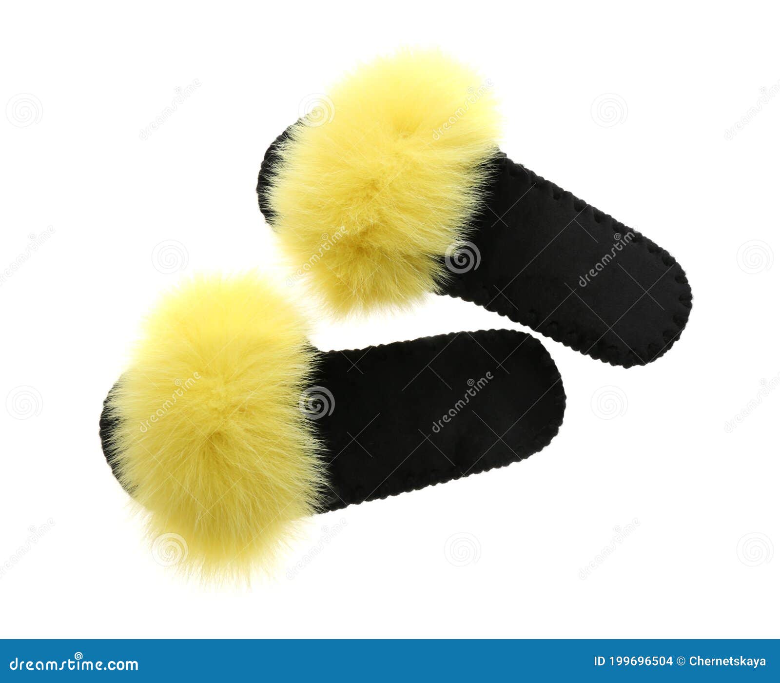 fluffy slippers yellow